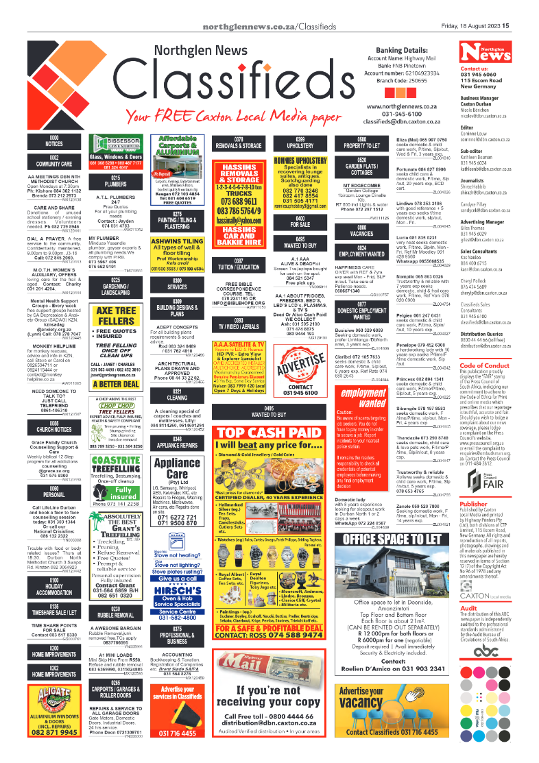 Northglen News 18 August 2023 page 15