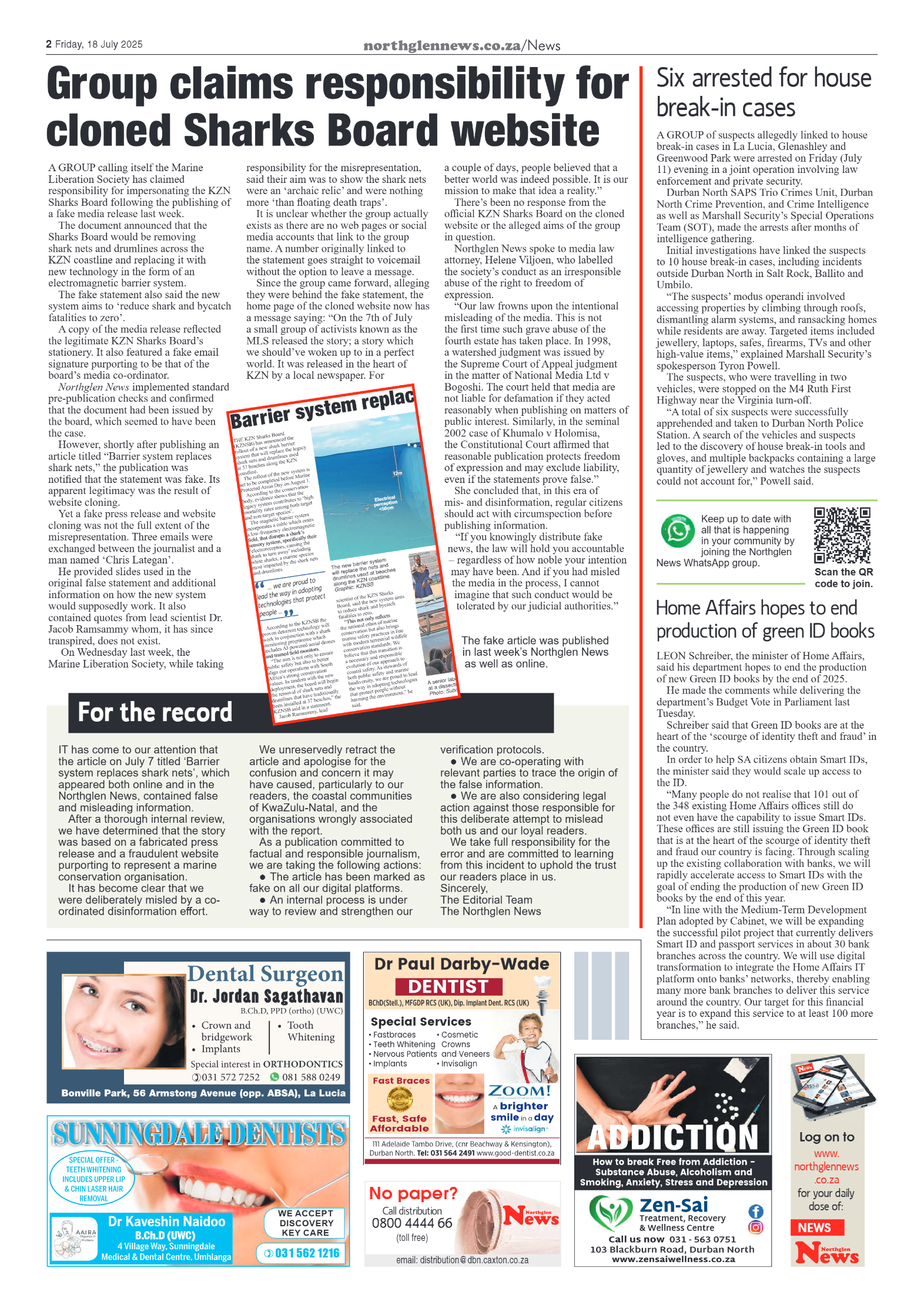 Northglen News 18 July 2025 page 2