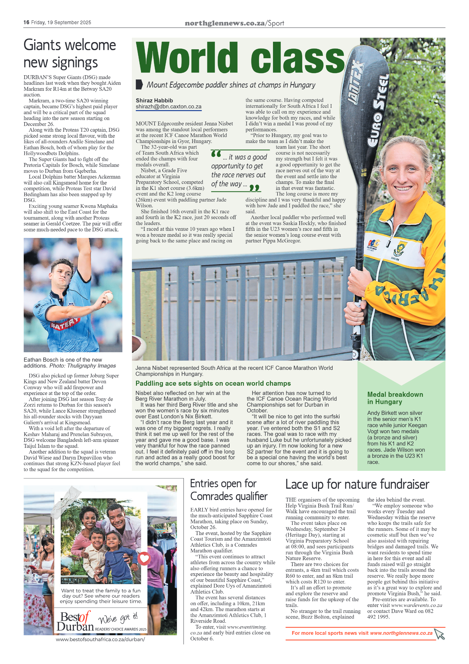 Northglen News 19 September 2025 page 16