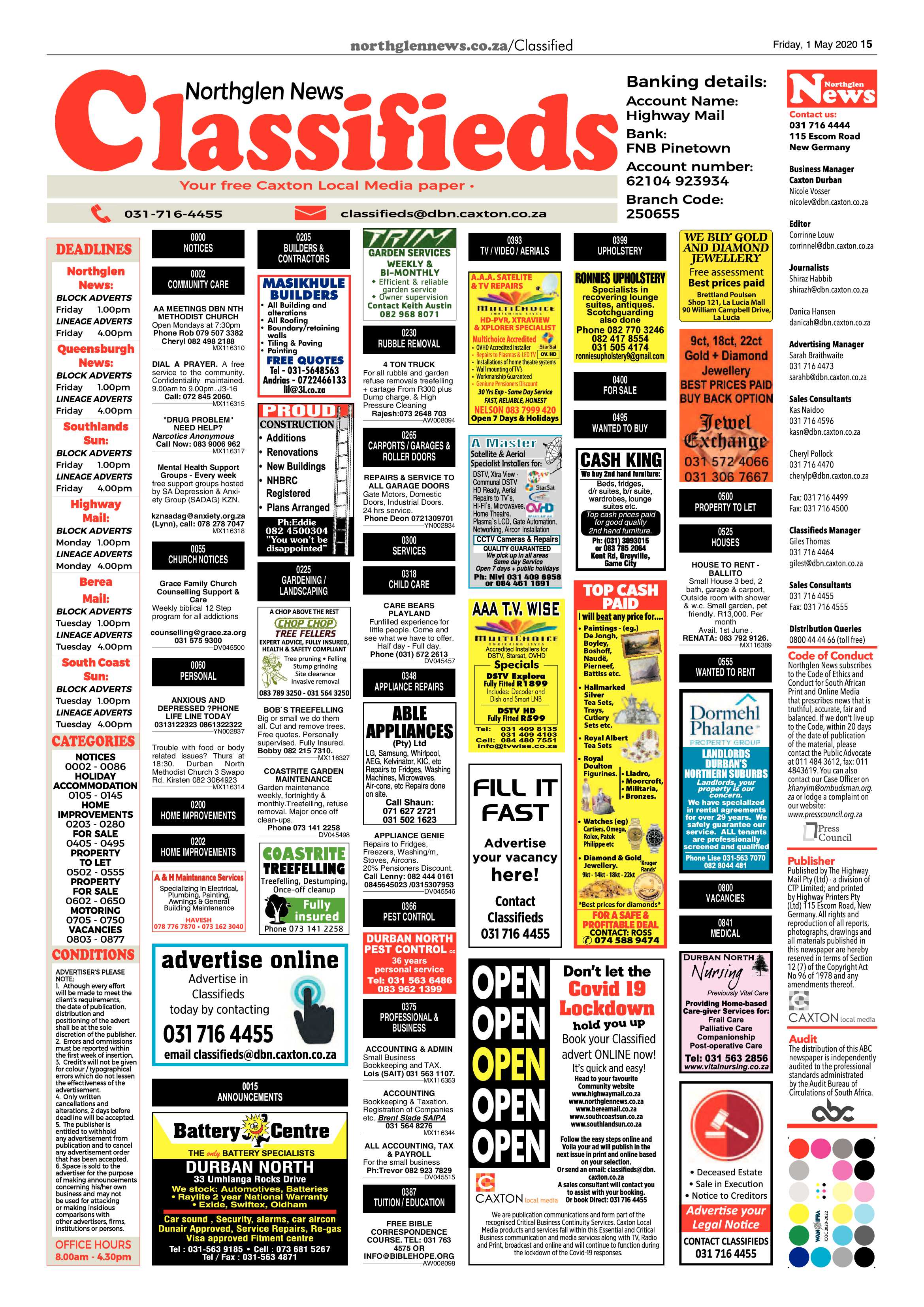 Northglen News 1 May 2020 page 15