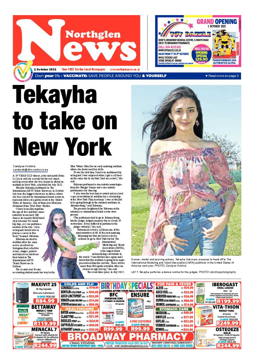 Northglen News 1 October 2021 page 1