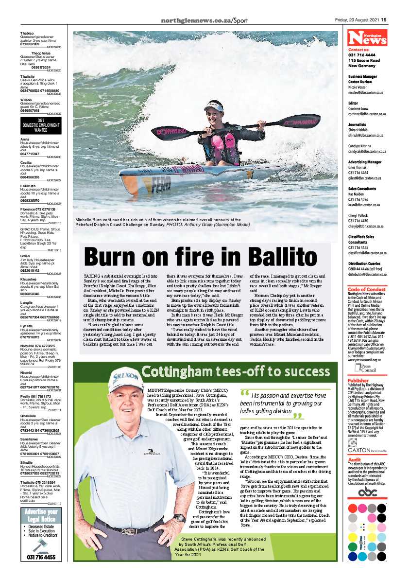 Northglen News 20 August 2021 page 19