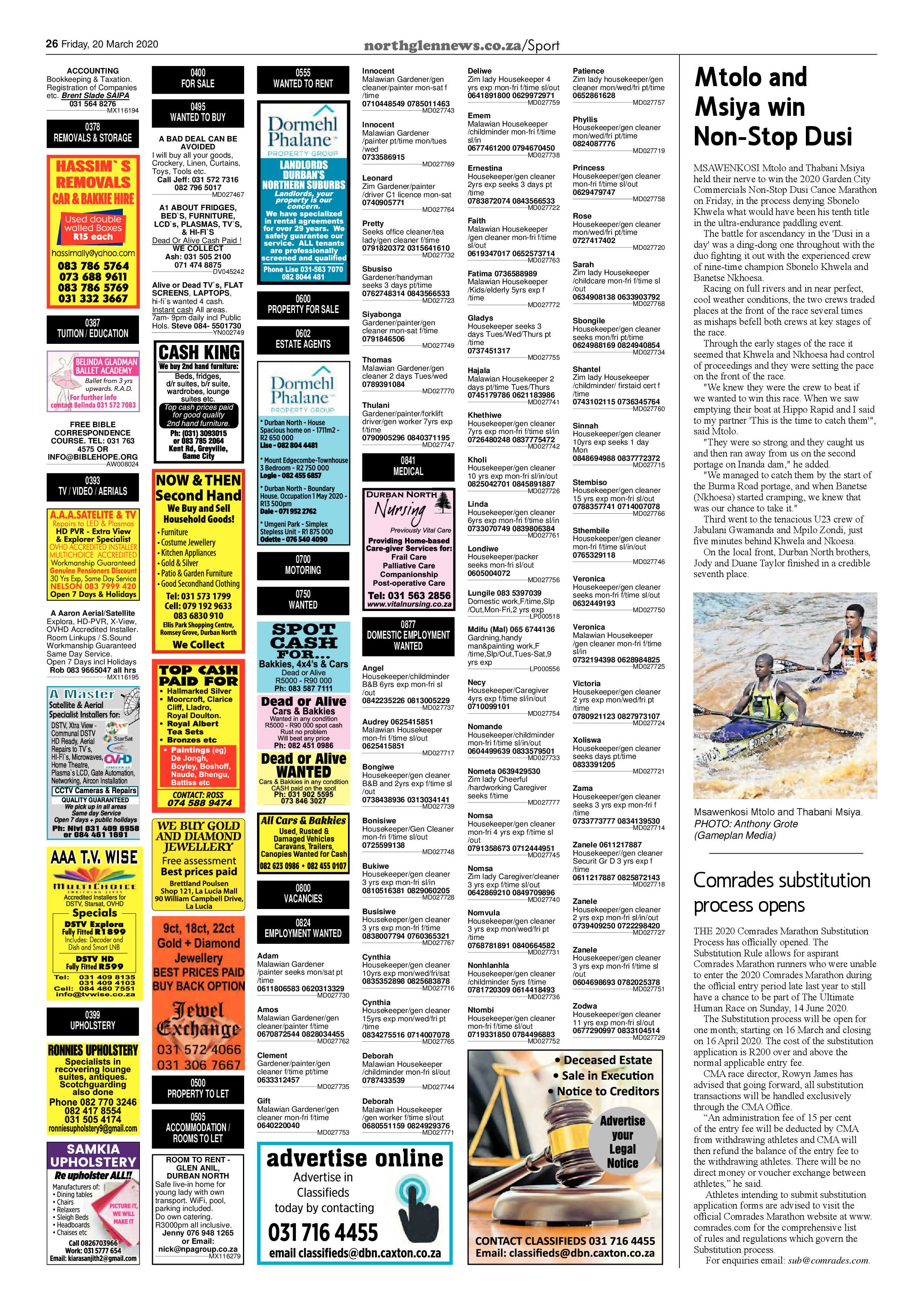 Northglen News 20 March 2020 page 26