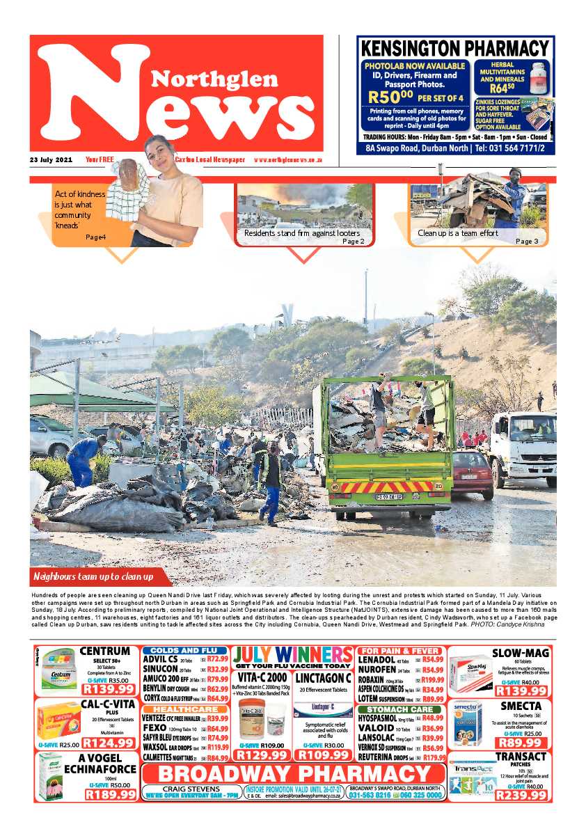 Northglen News 23 July 2021 page 1