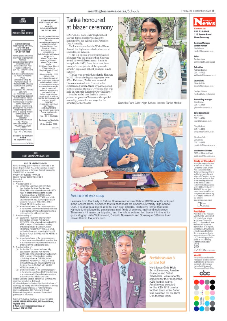 Northglen News 23 September 2022 page 15