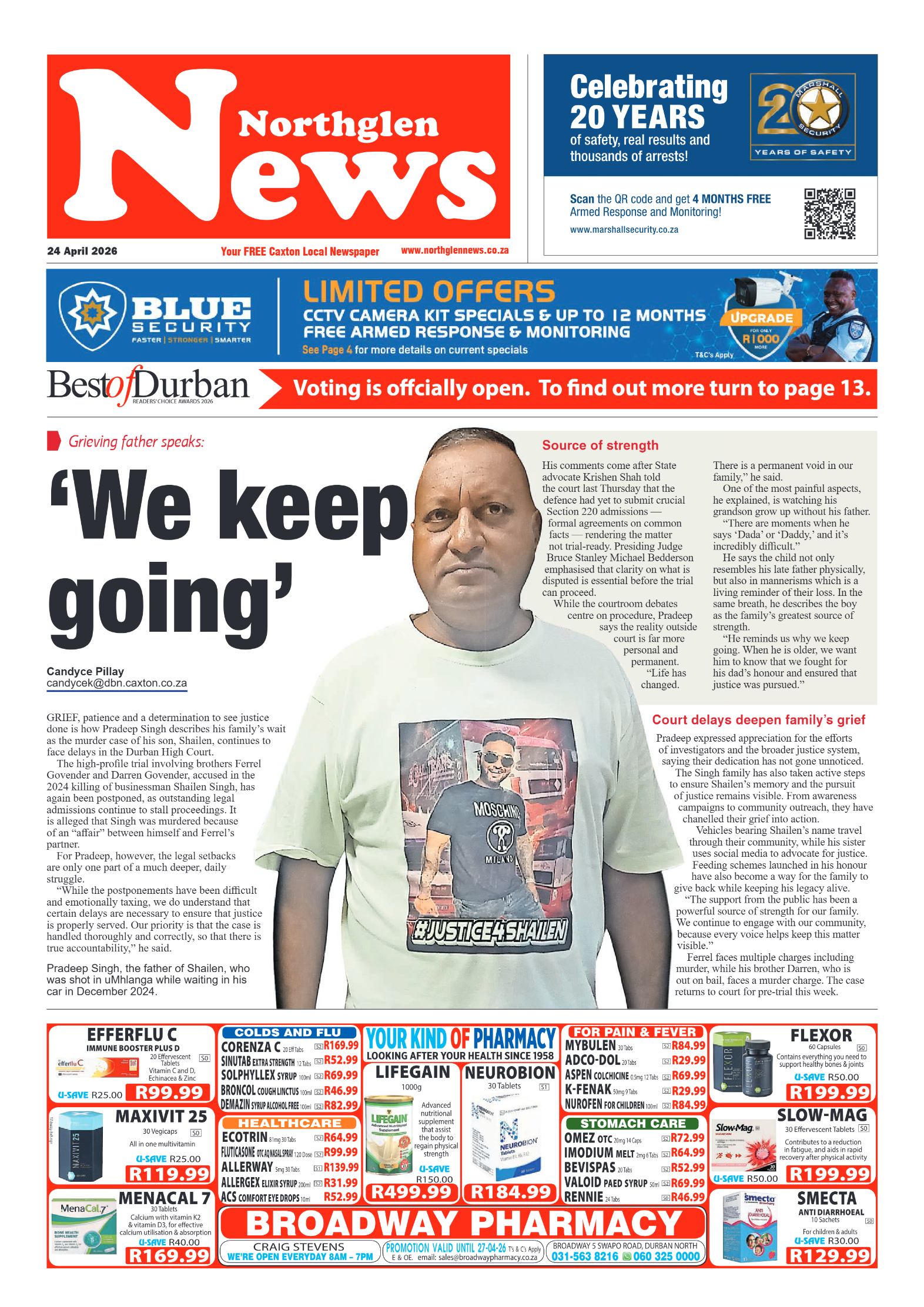 Northglen News 24 April 2026 page 1