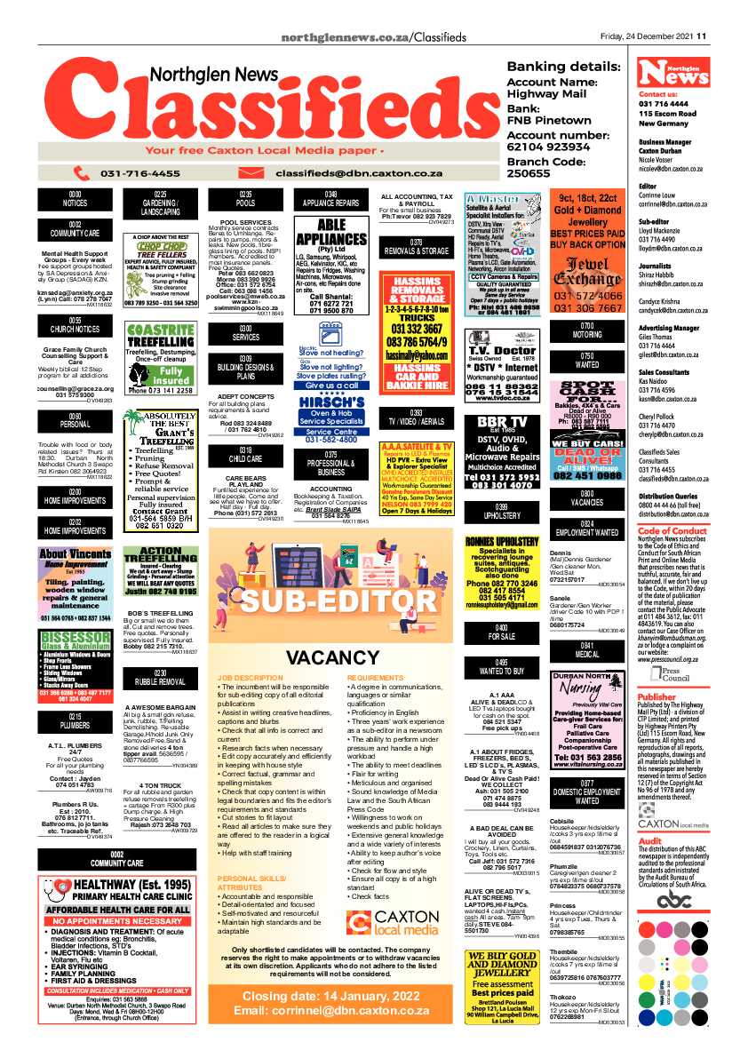 Northglen News 24 December 2021 page 11