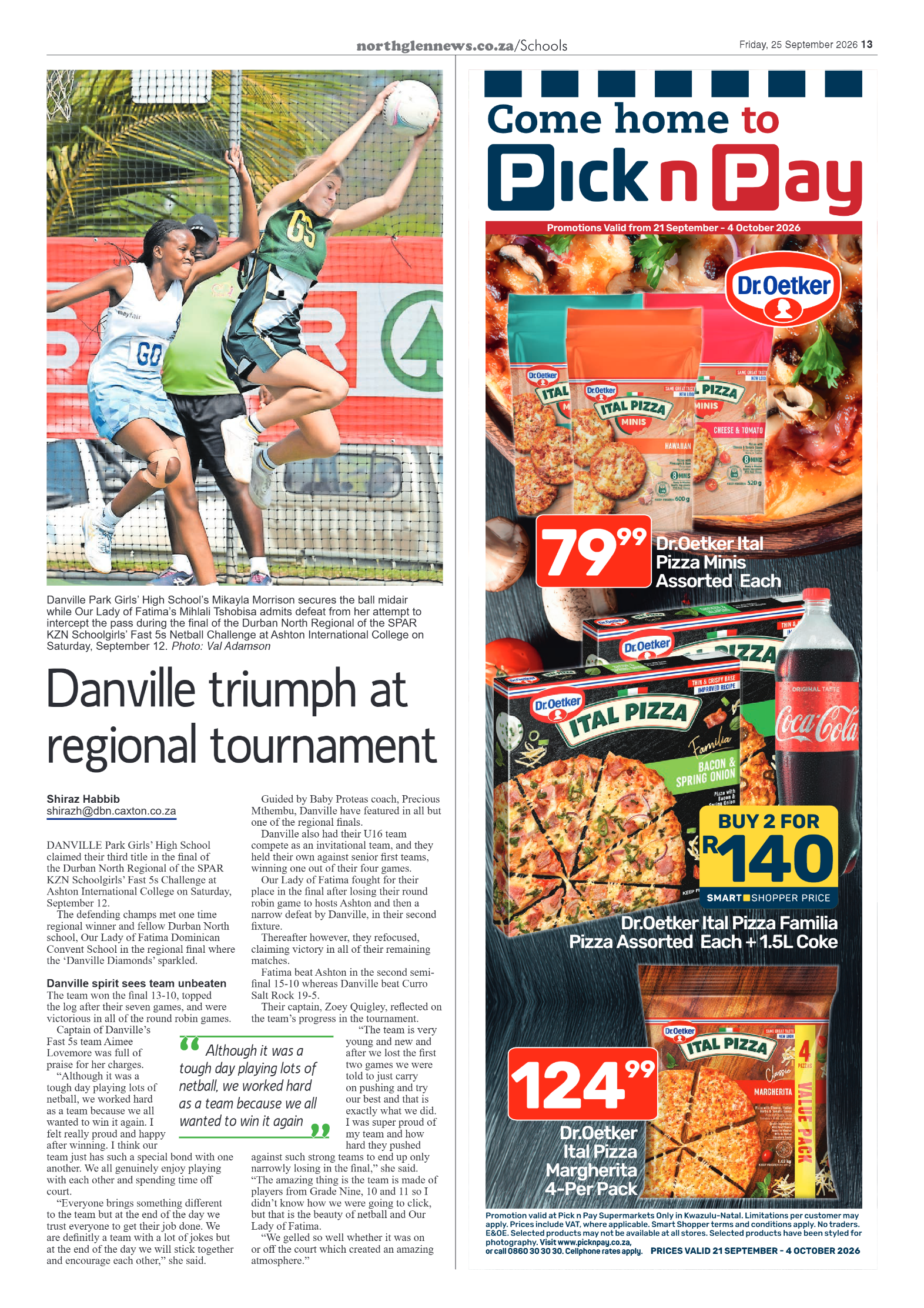 Northglen News 25 September 2026 page 13