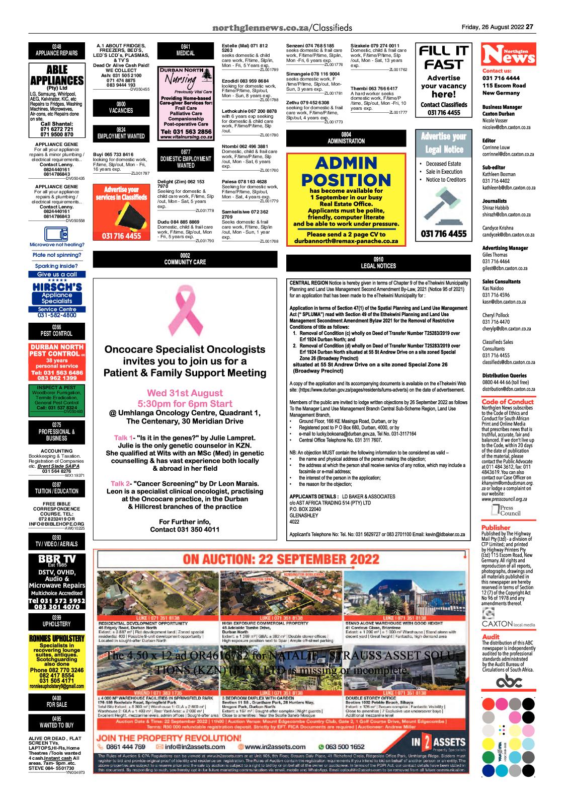 Northglen News 26 August 2022 page 27