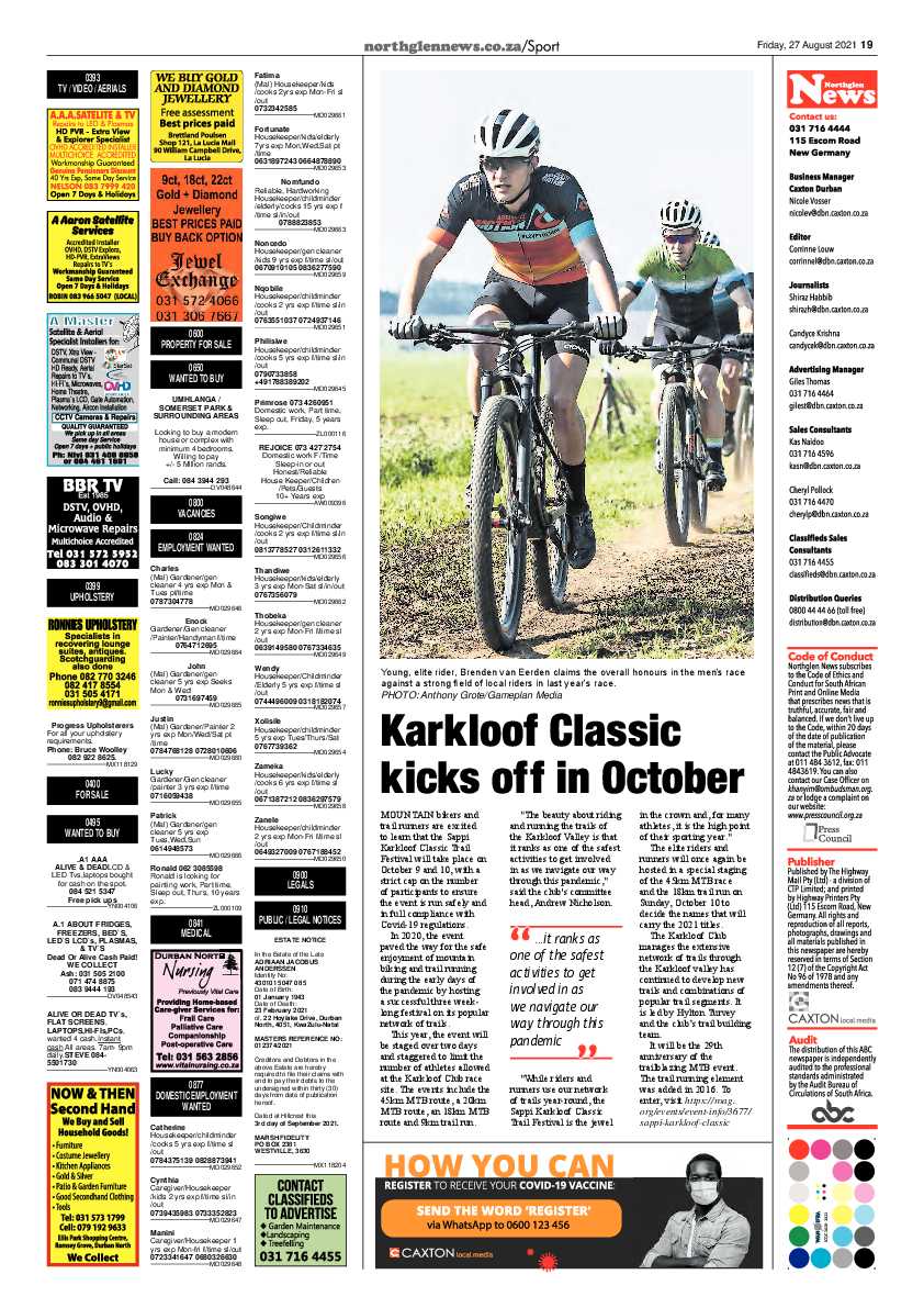 Northglen News 27 August 2021 page 19