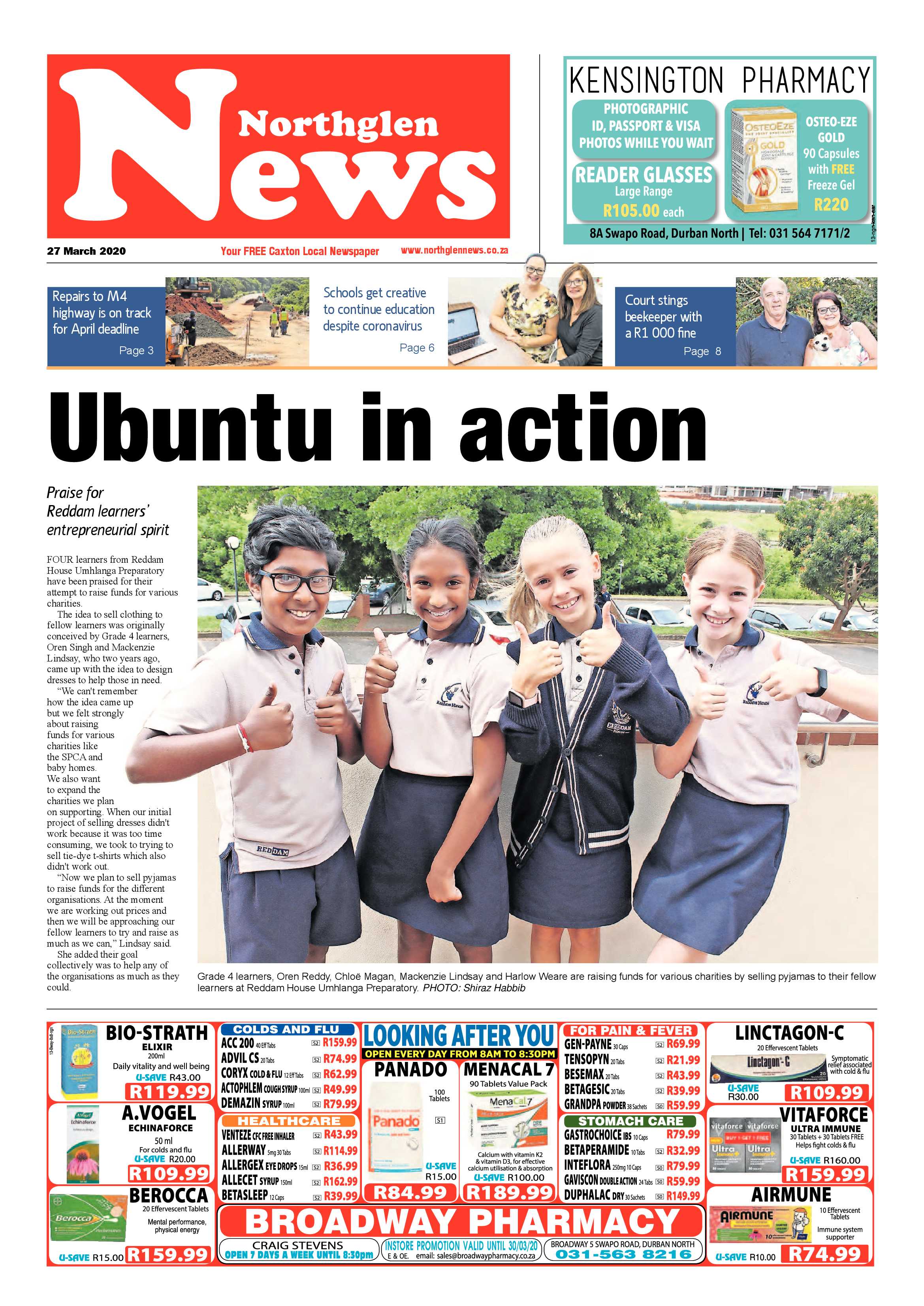 Northglen News 27 March 2020 page 1