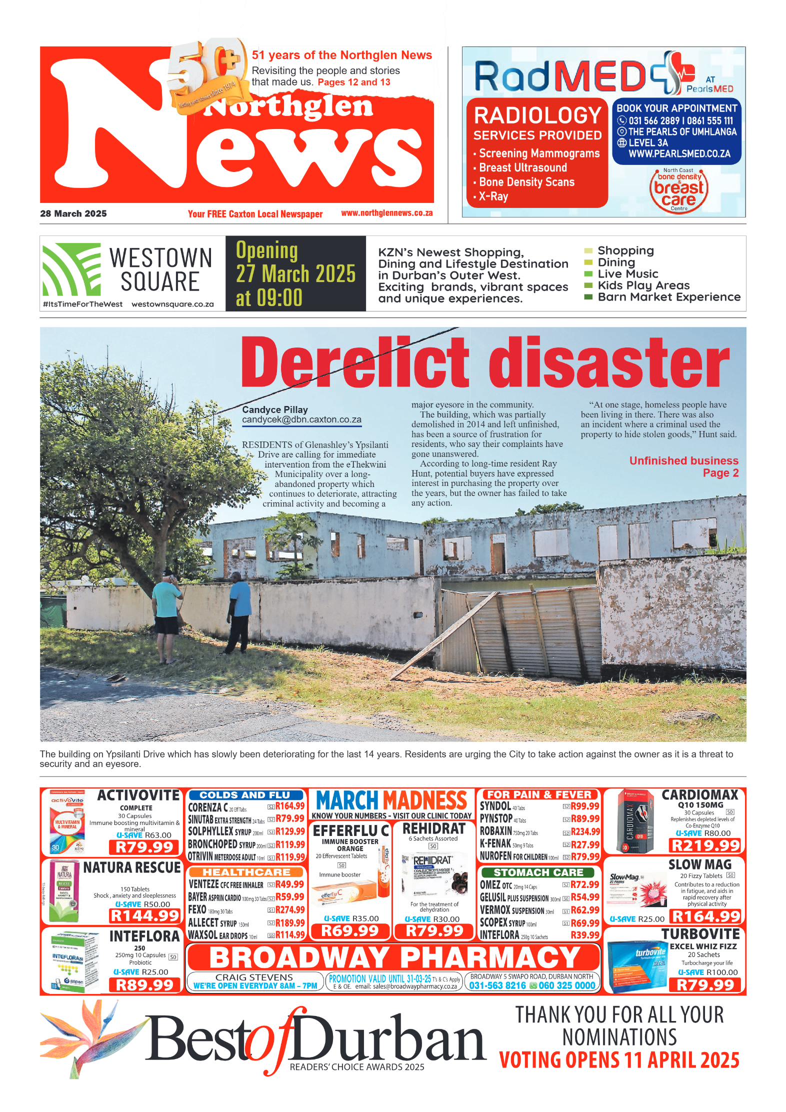 Northglen News 28 March 2025 page 1