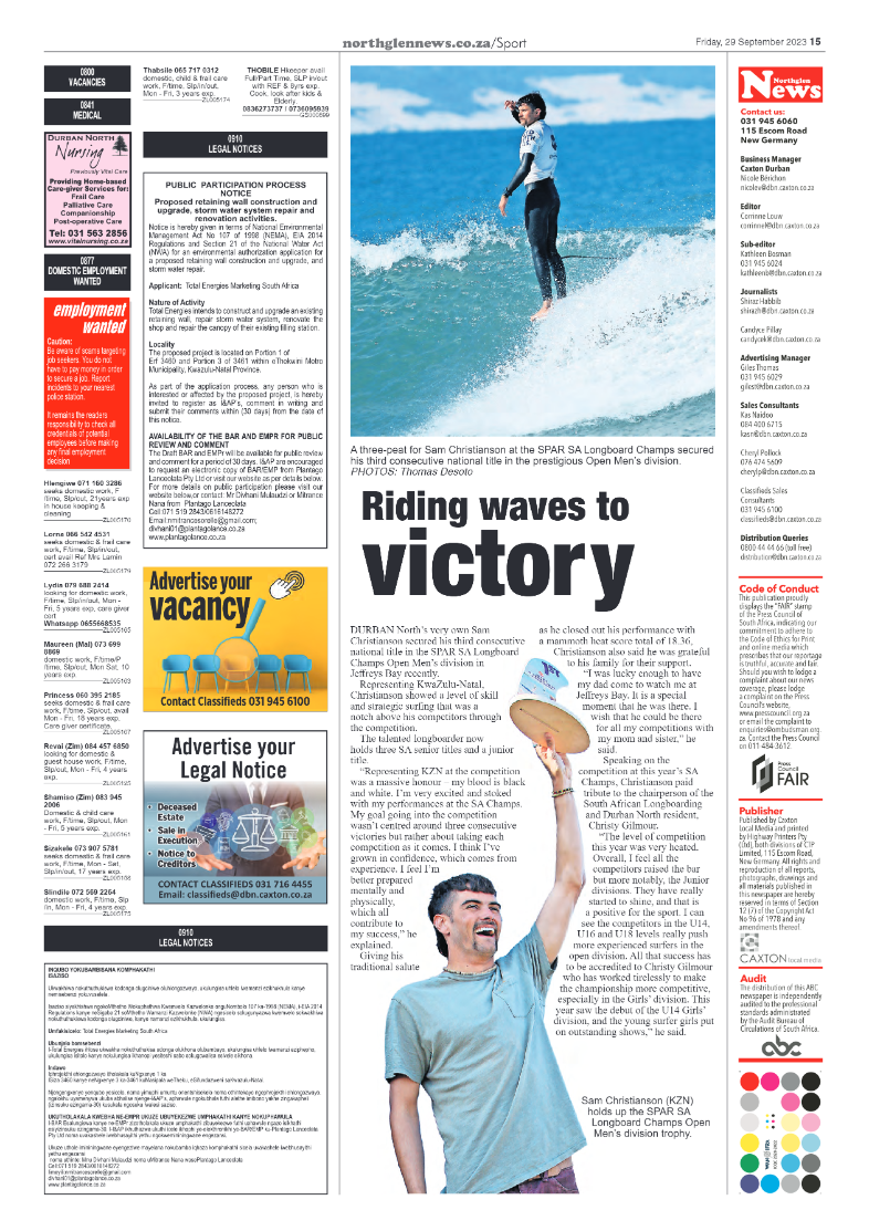 Northglen News 29 September 2023 page 15