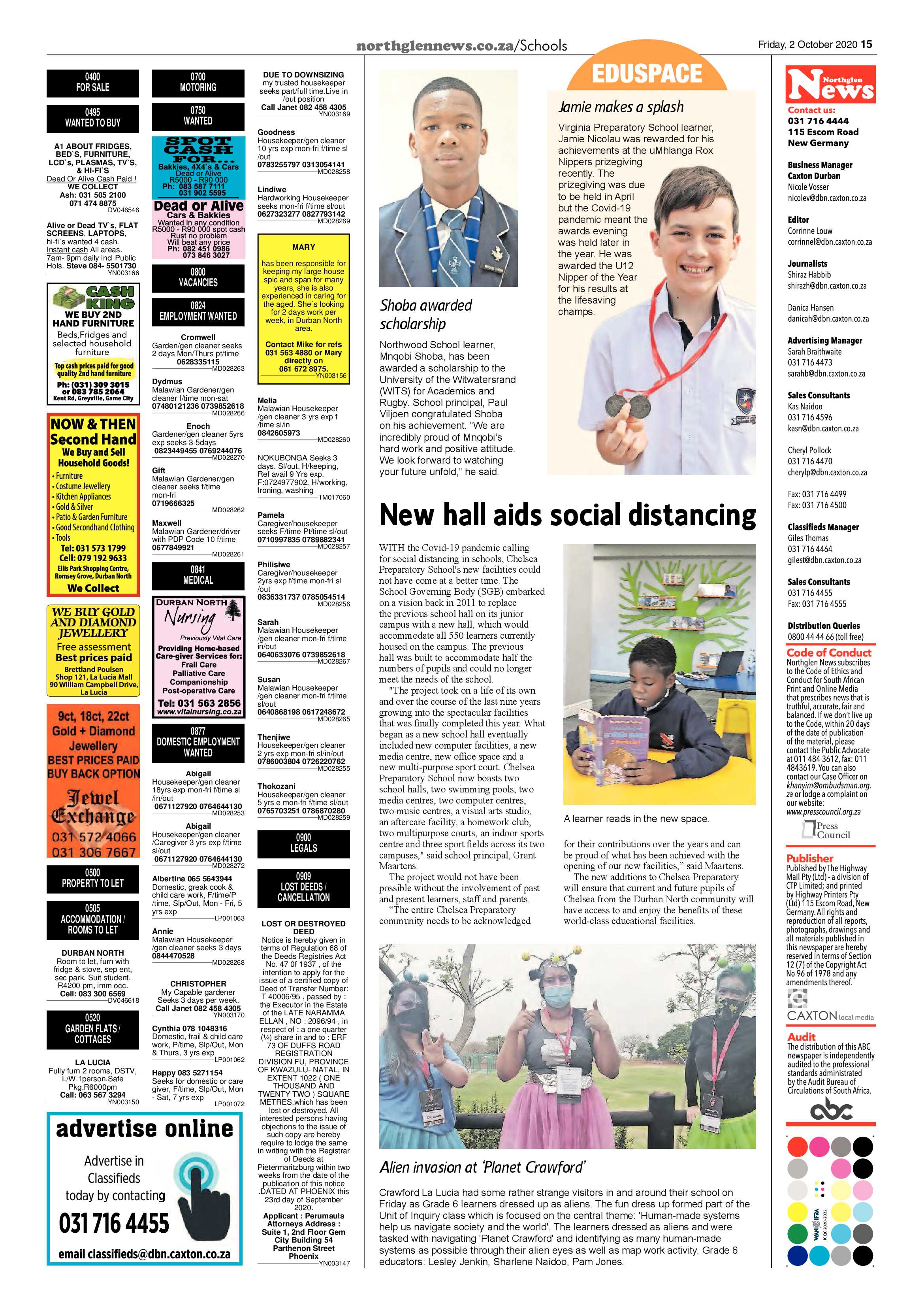 Northglen News 2 October 2020 page 15