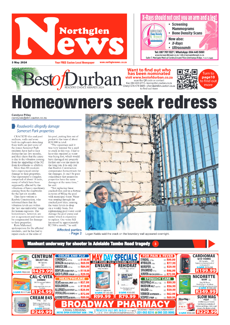 Northglen News 3 May 2024 page 1