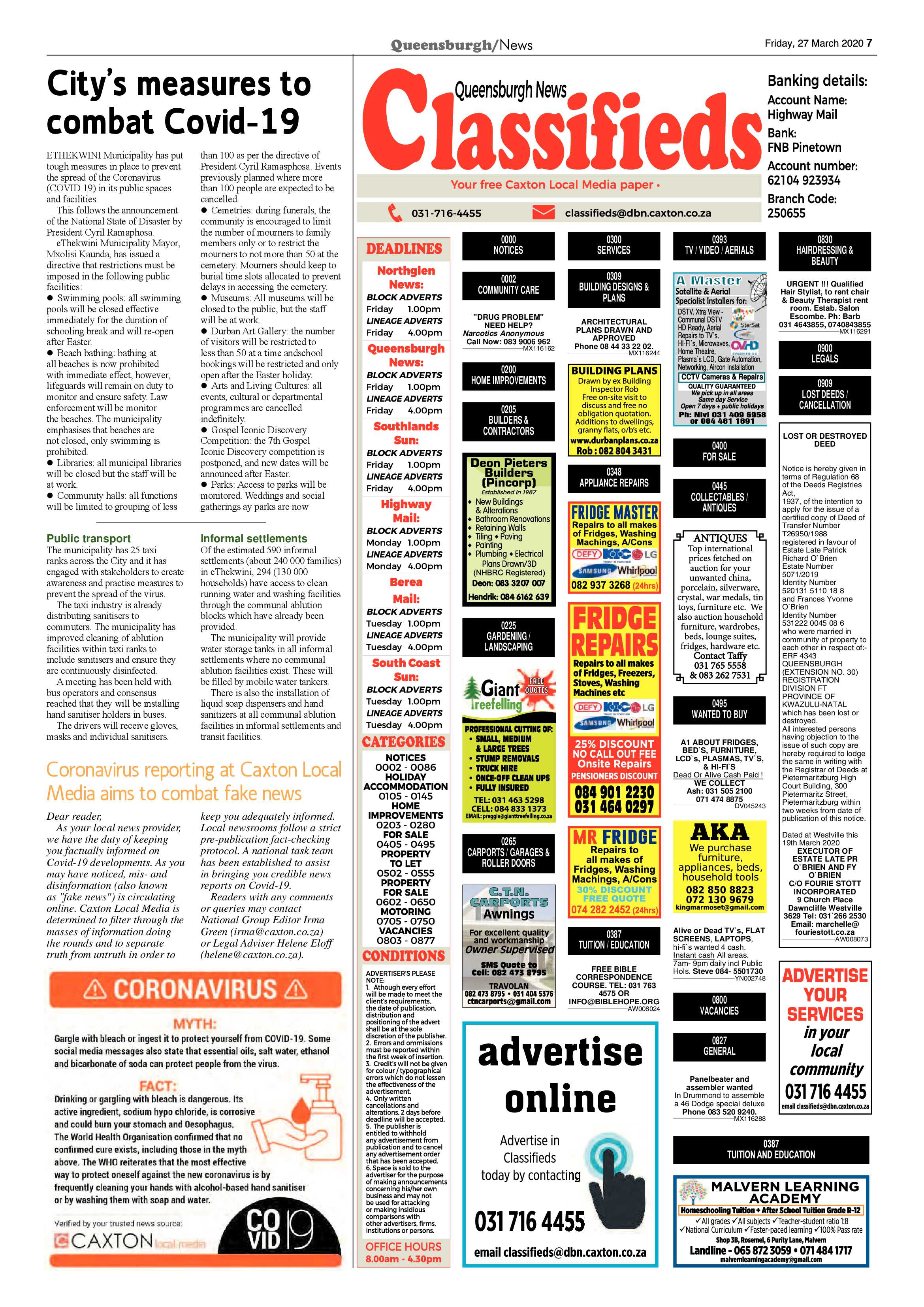 Queenburgh News 27 March 2020 page 7