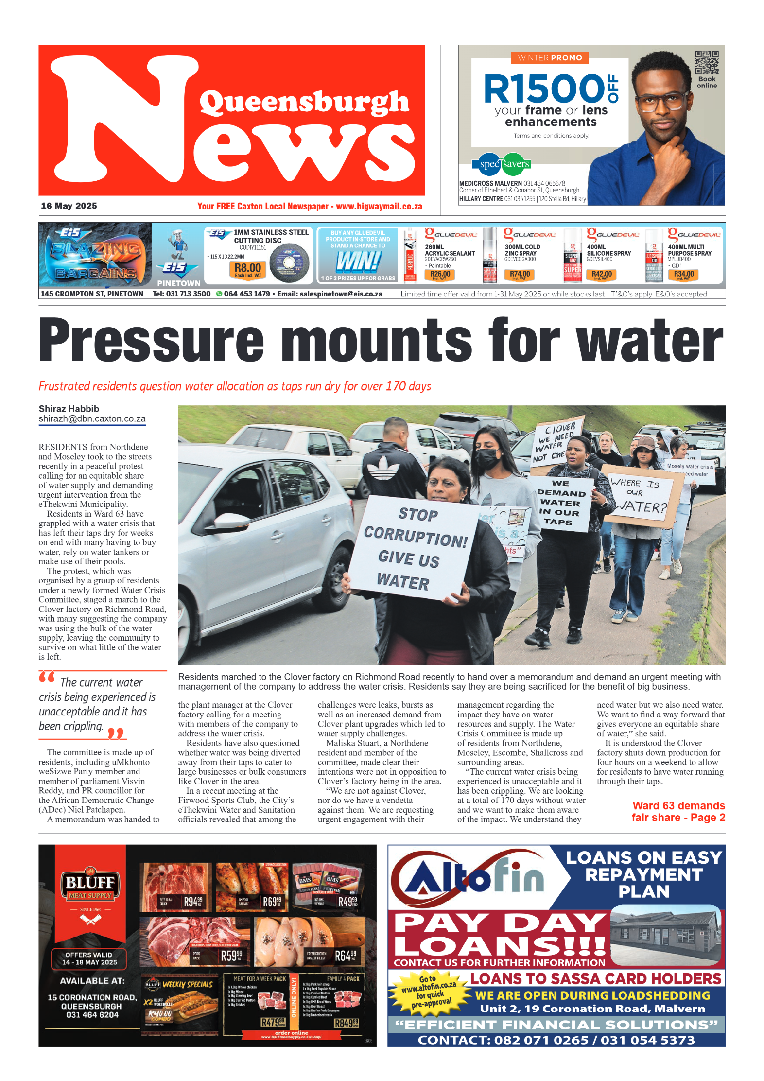 Queensburgh News 16 May 2025 page 1