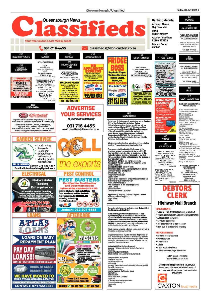 Queensburgh News 30 July 2021 page 7