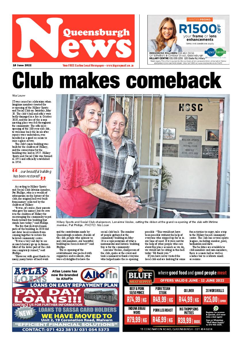 Queensburgh News 10 June 2022 page 1