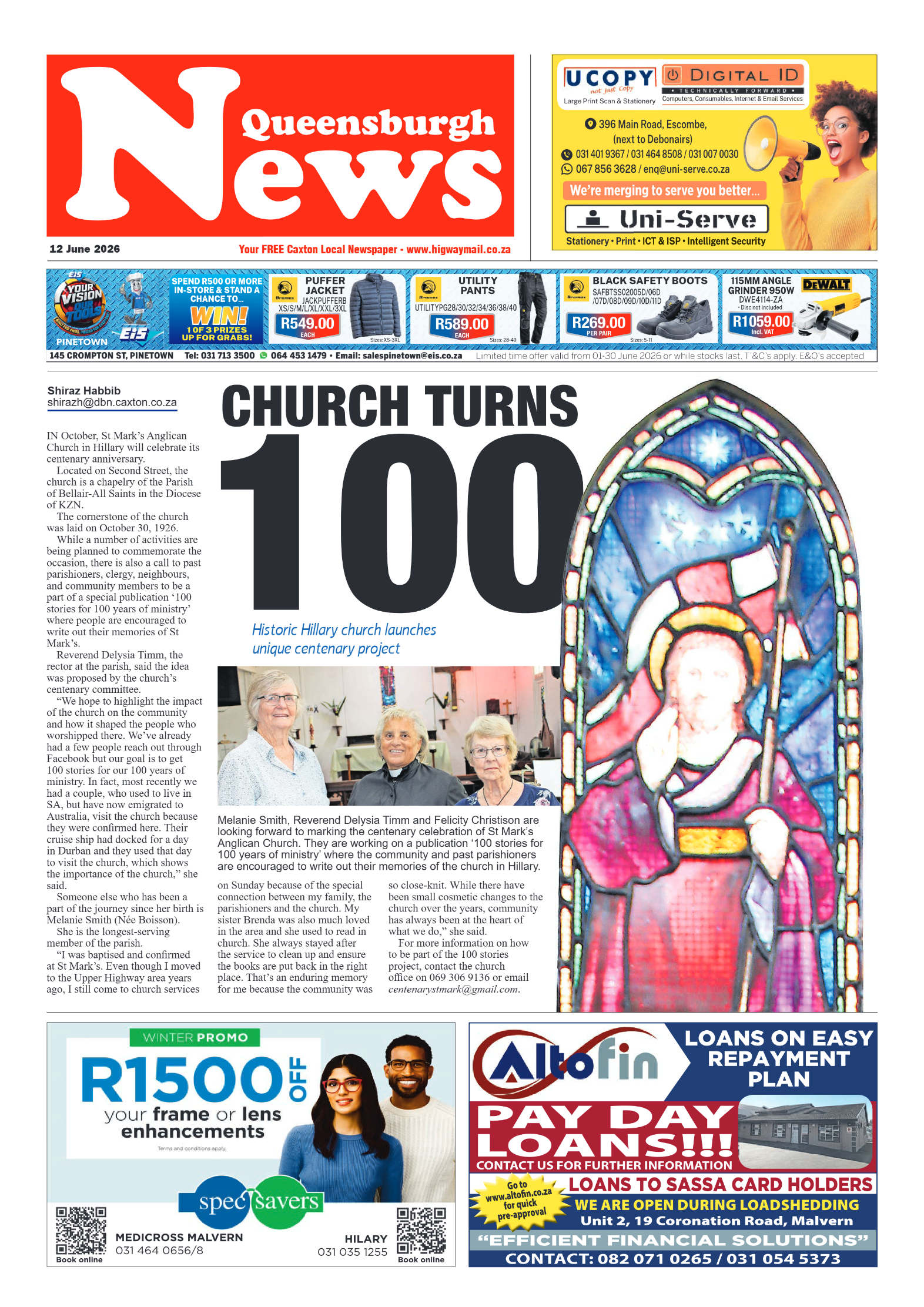 Queensburgh News 12 June 2026 page 1