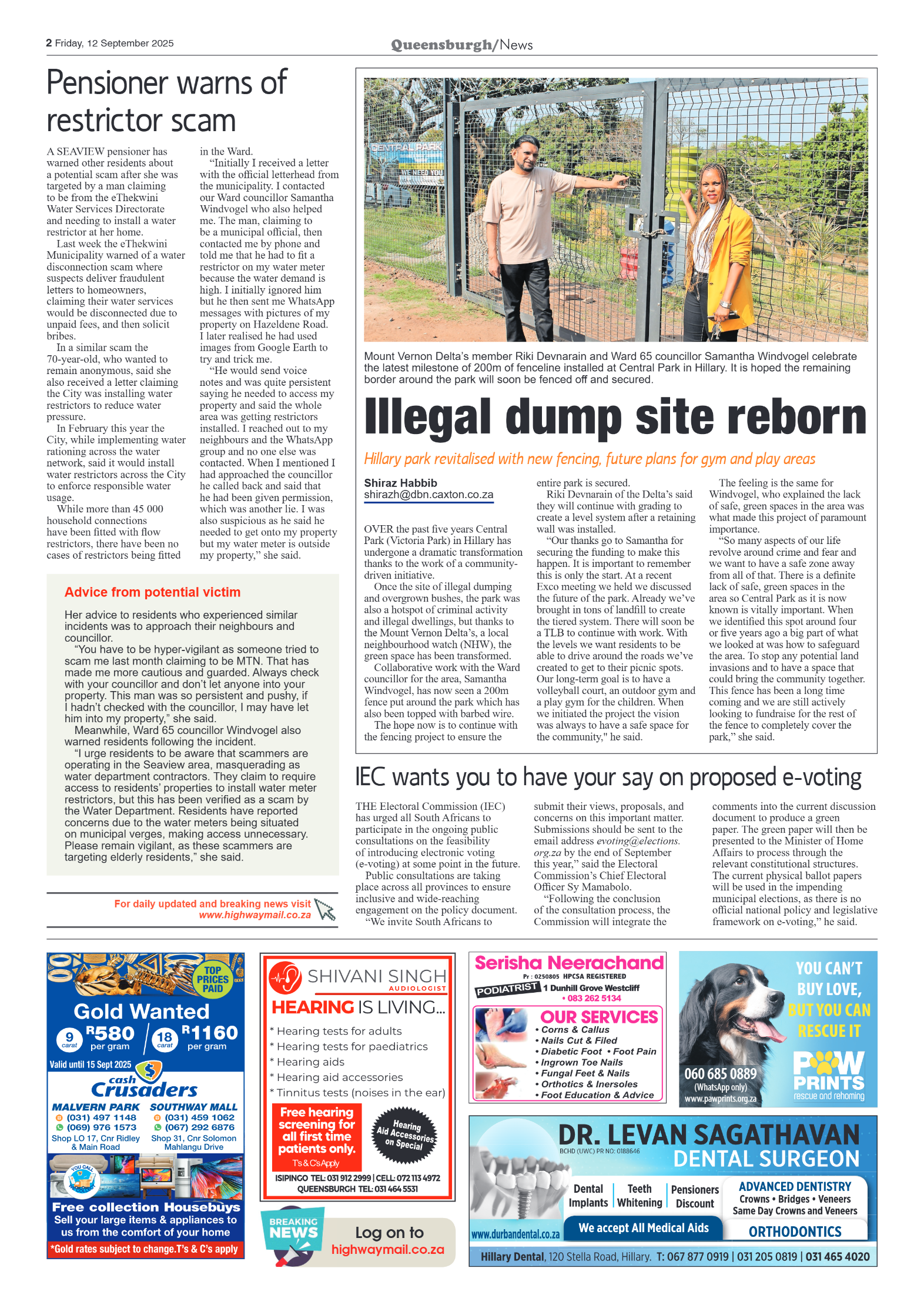 Queensburgh News 12 September 2025 page 2