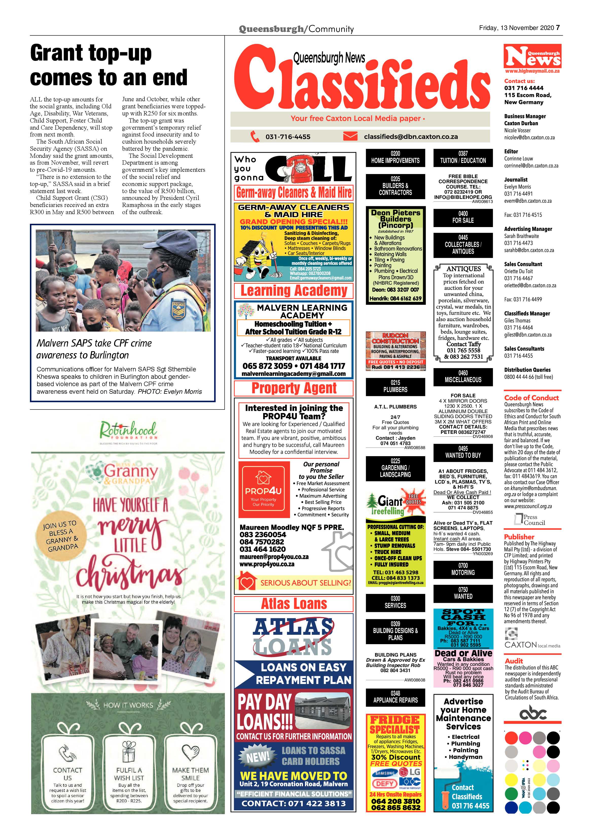 Queensburgh News 13 November 2020 page 7