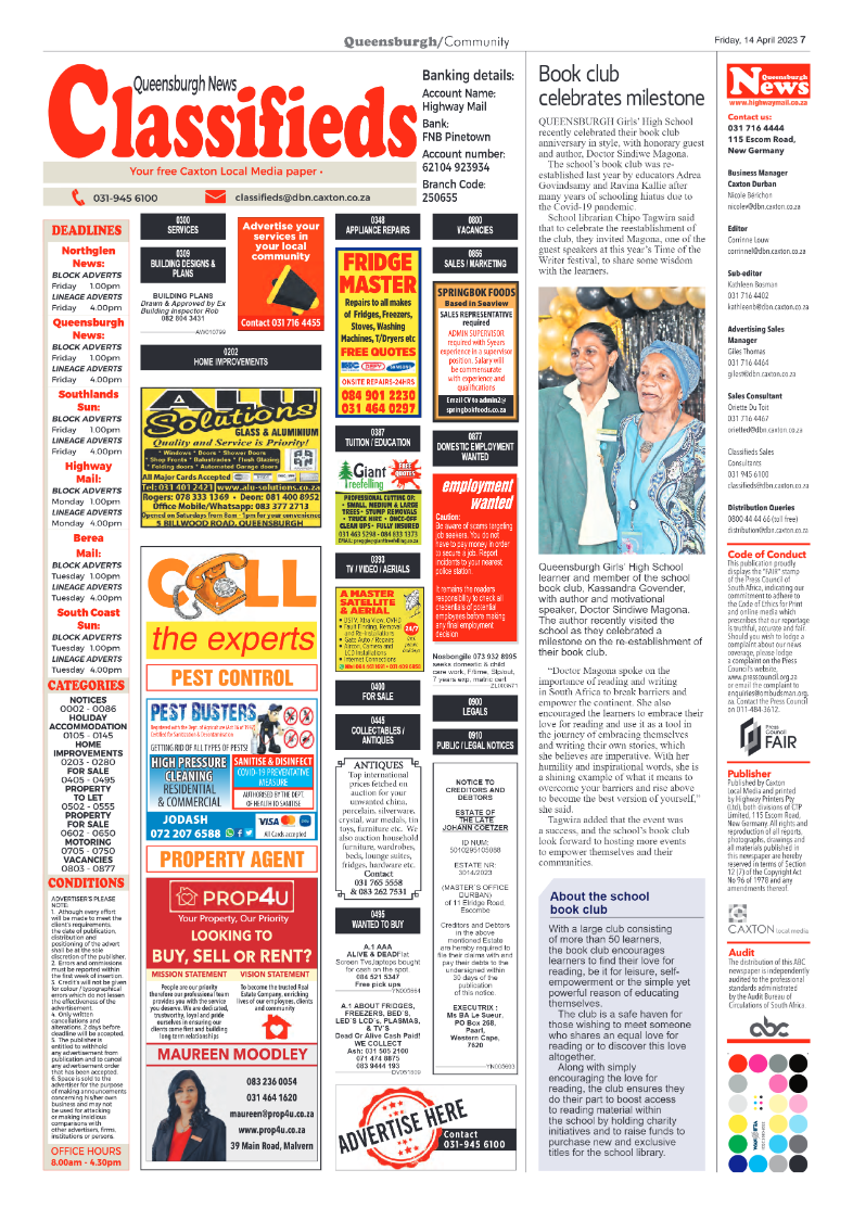 Queensburgh News 14 April 2023 page 7