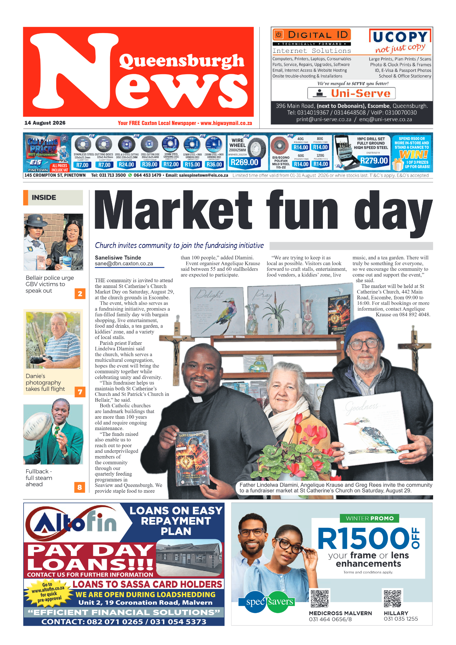 Queensburgh News 14 August 2026 page 1