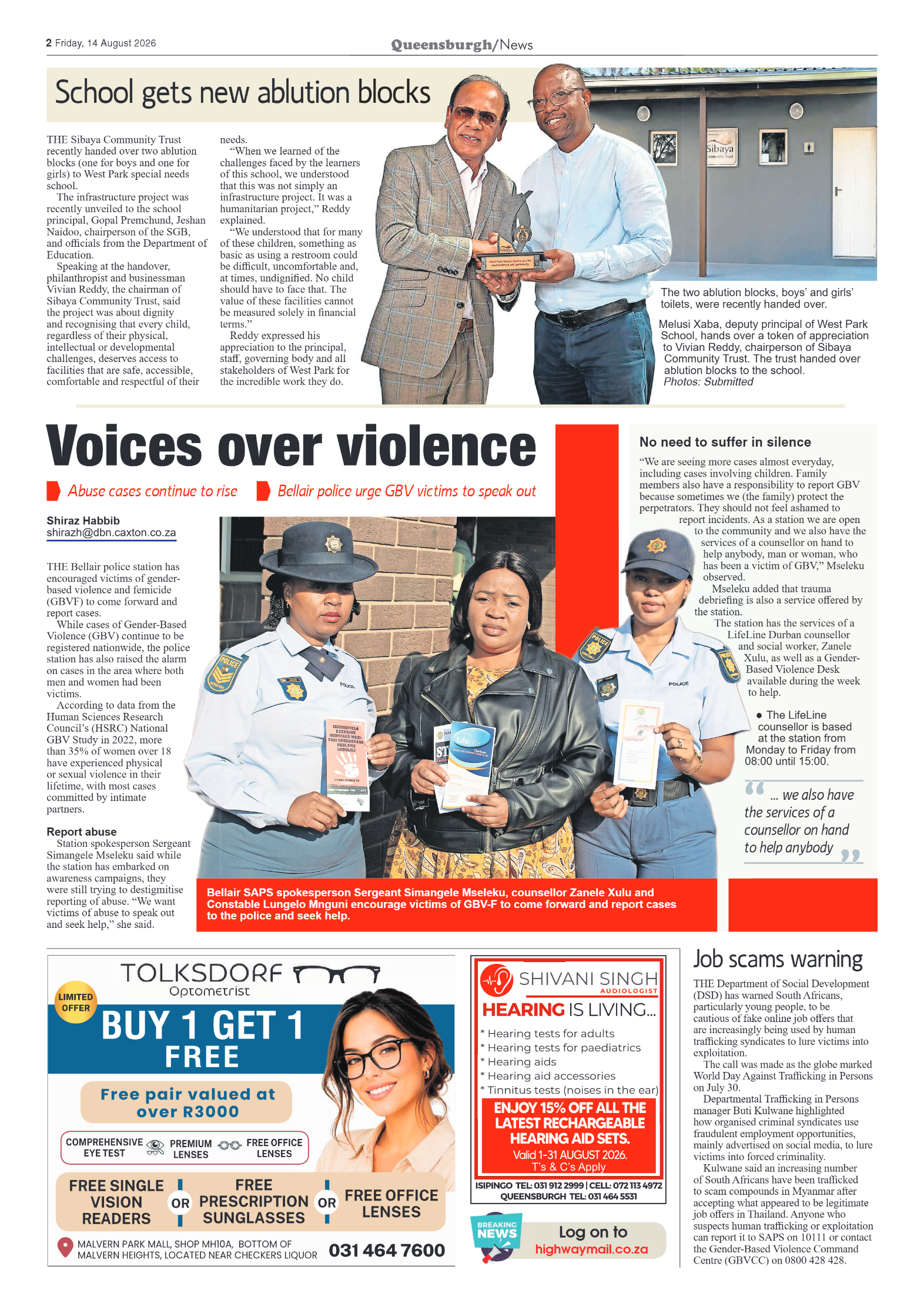 Queensburgh News 14 August 2026 page 2