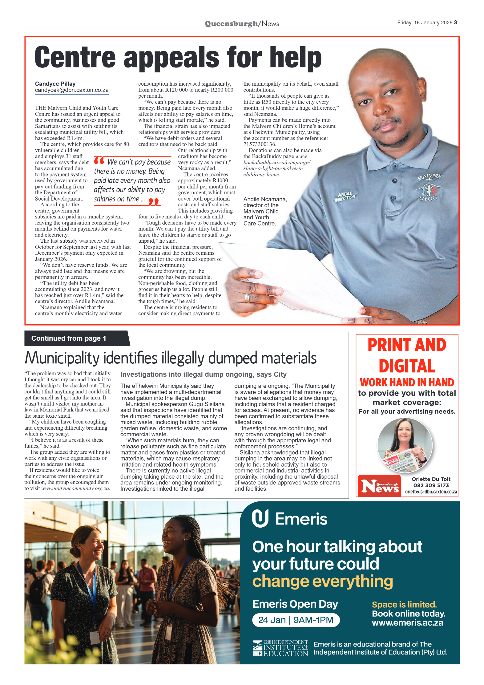 Queensburgh News 16 January 2026 page 3