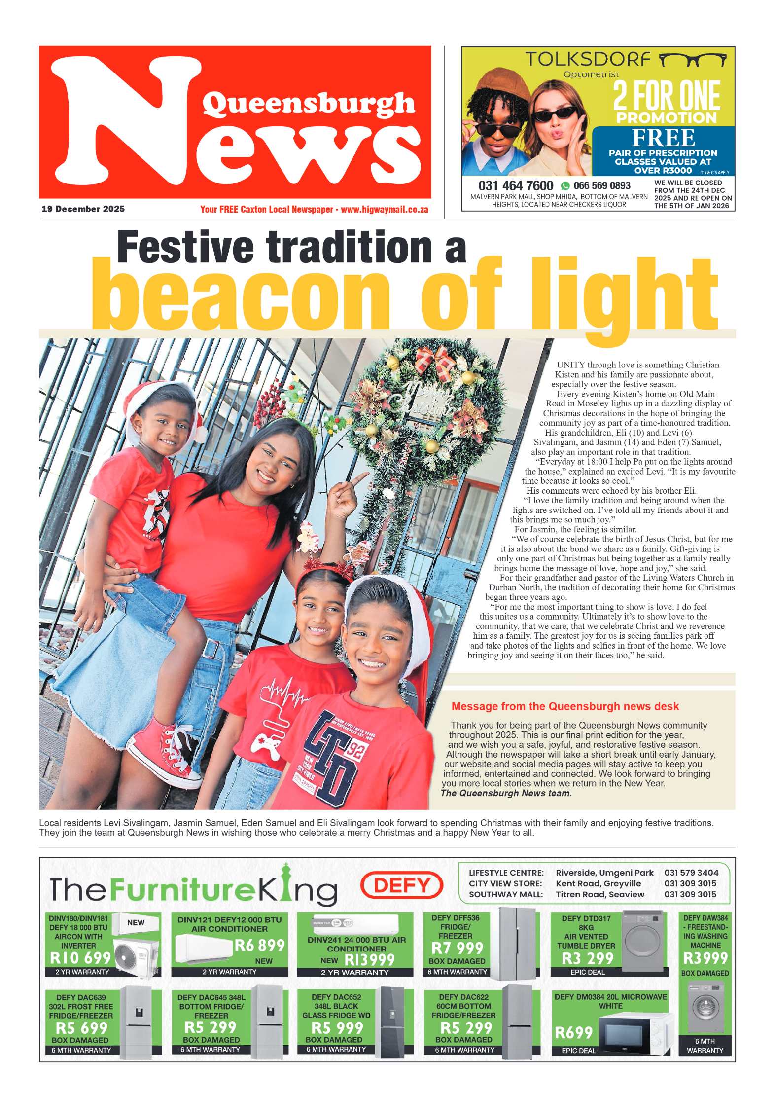 Queensburgh News 19 December 2025 page 1