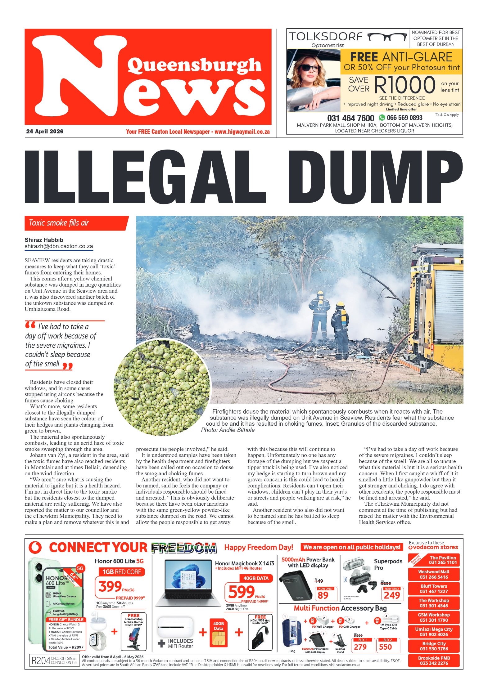 Queensburgh News 24 April 2026 page 1