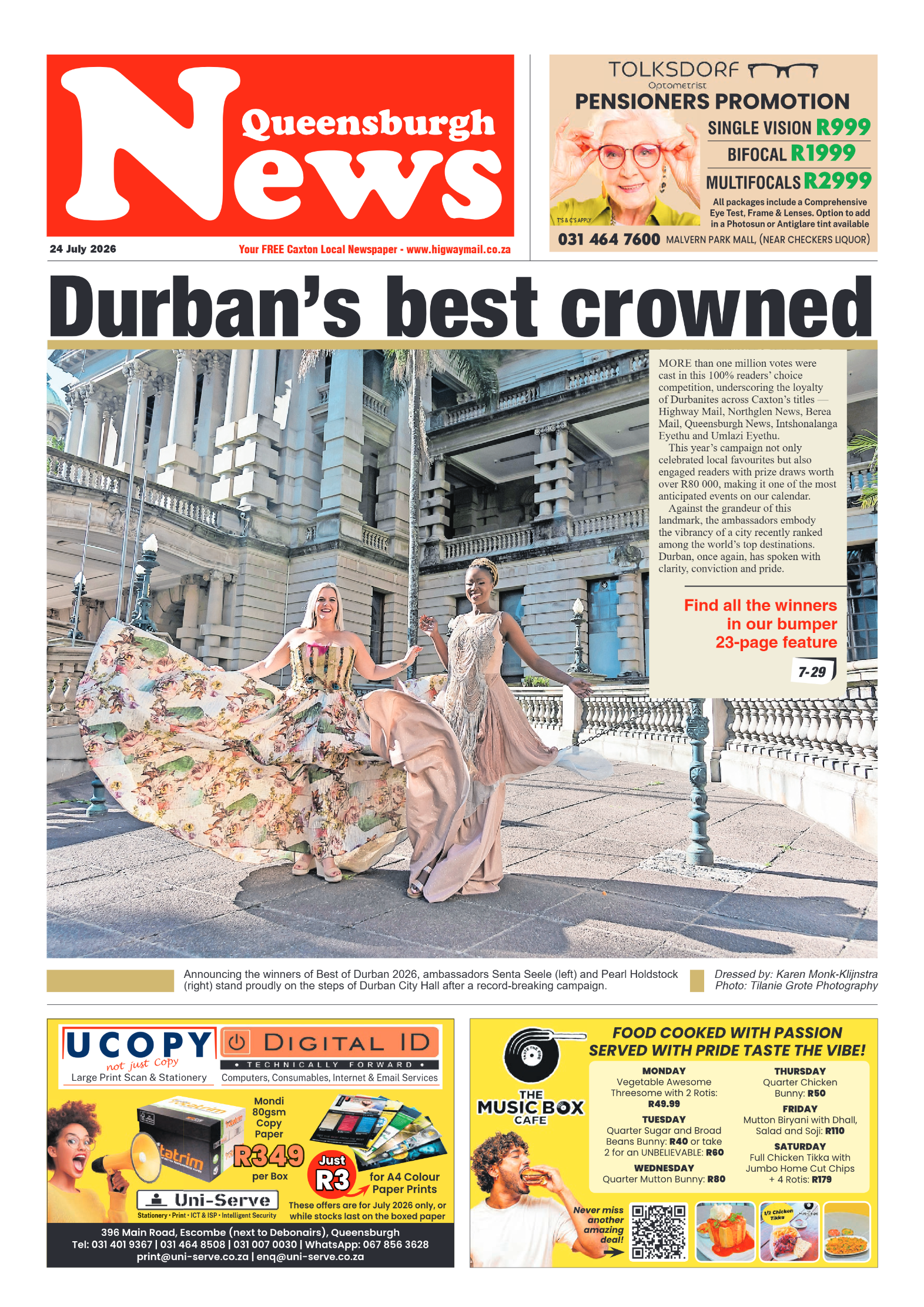 Queensburgh News 24 July 2026 page 1