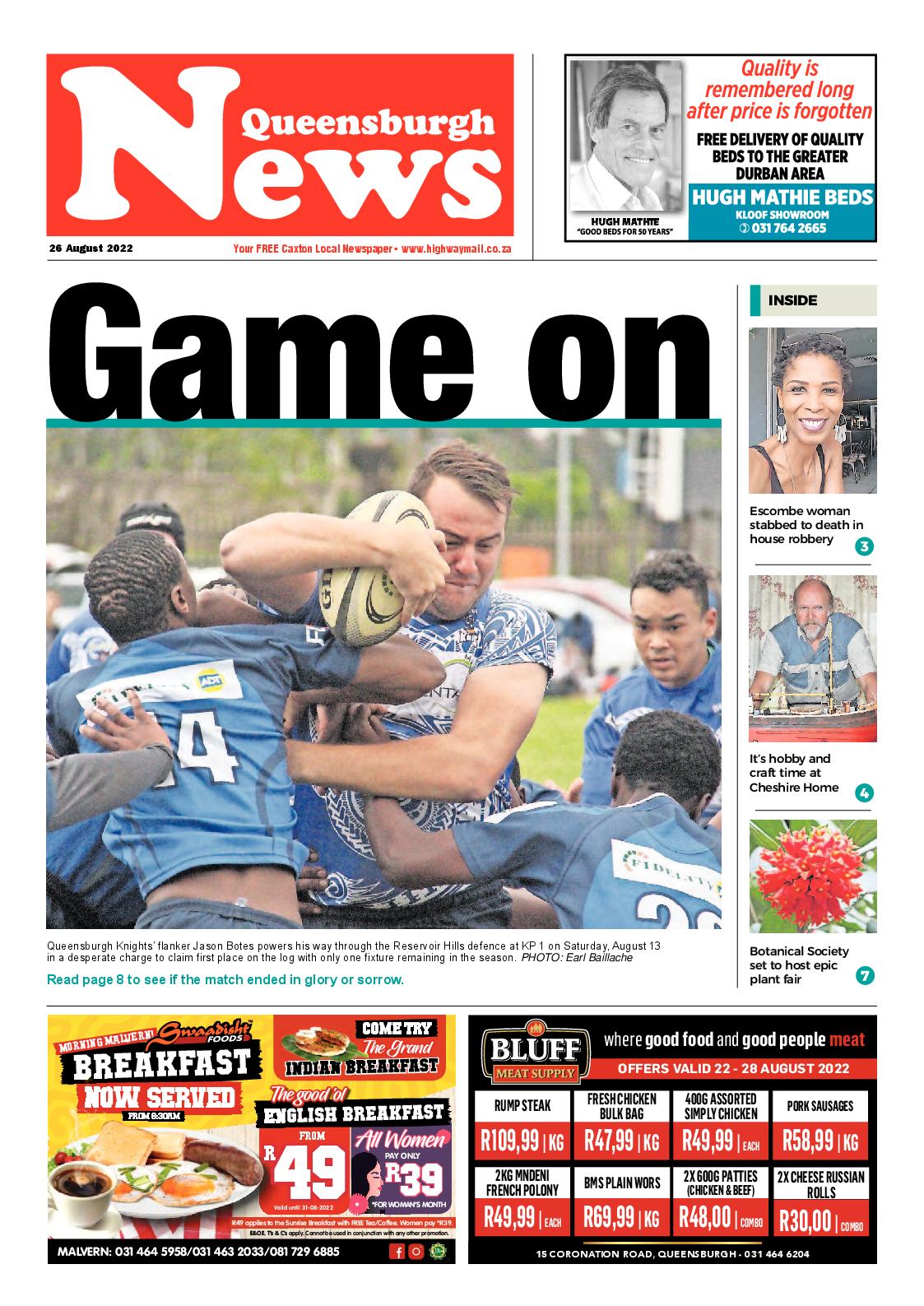 Queensburgh News 26 August 2022 page 1