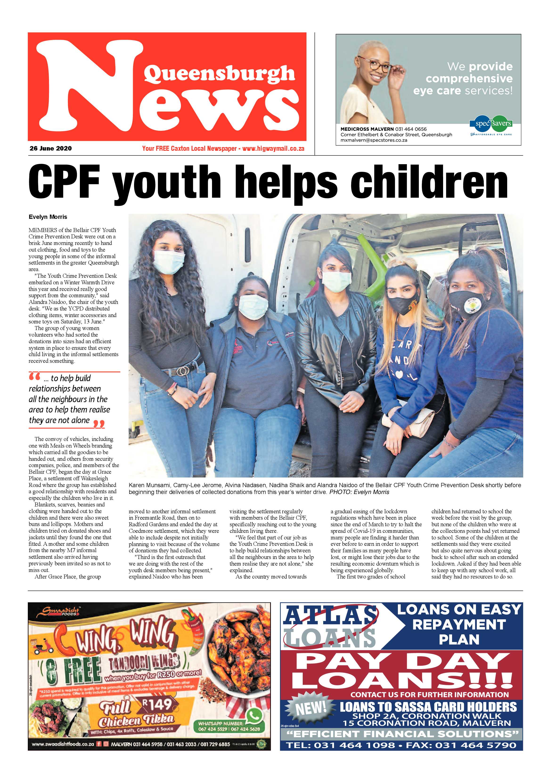 Queensburgh News 26 June 2020 page 1