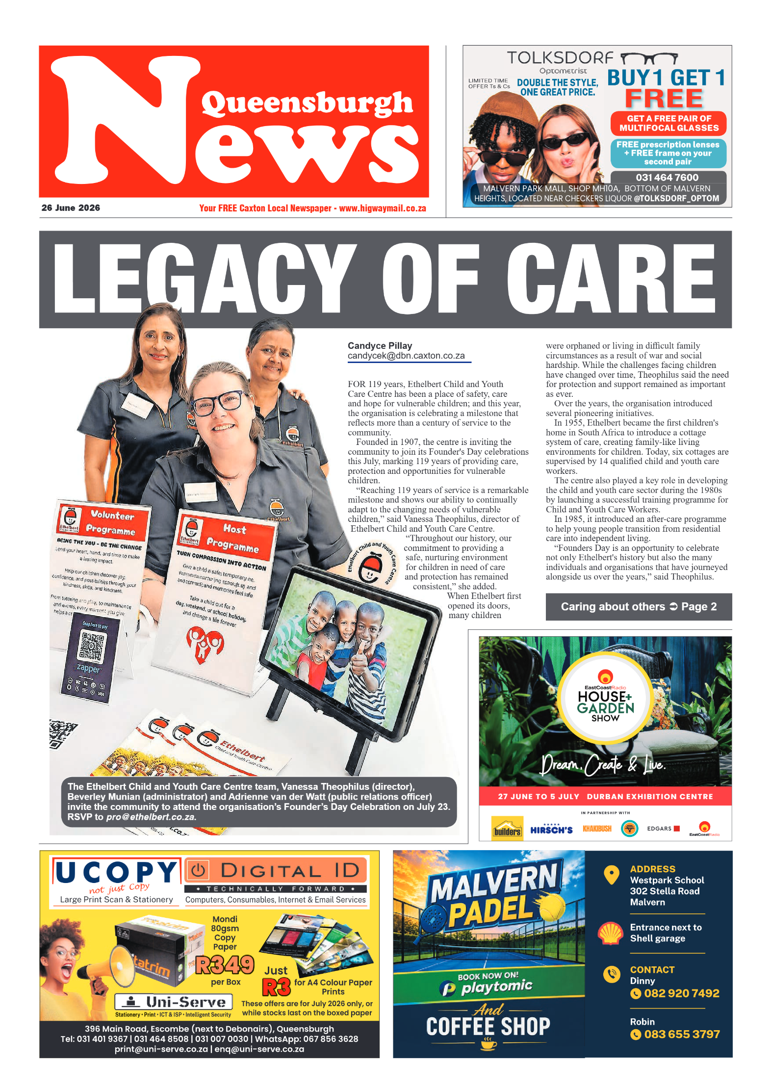 Queensburgh News 26 June 2026 page 1