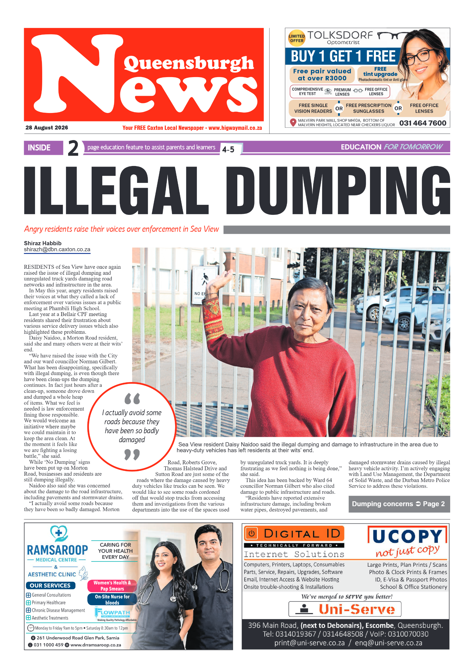 Queensburgh News 28 August 2026 page 1