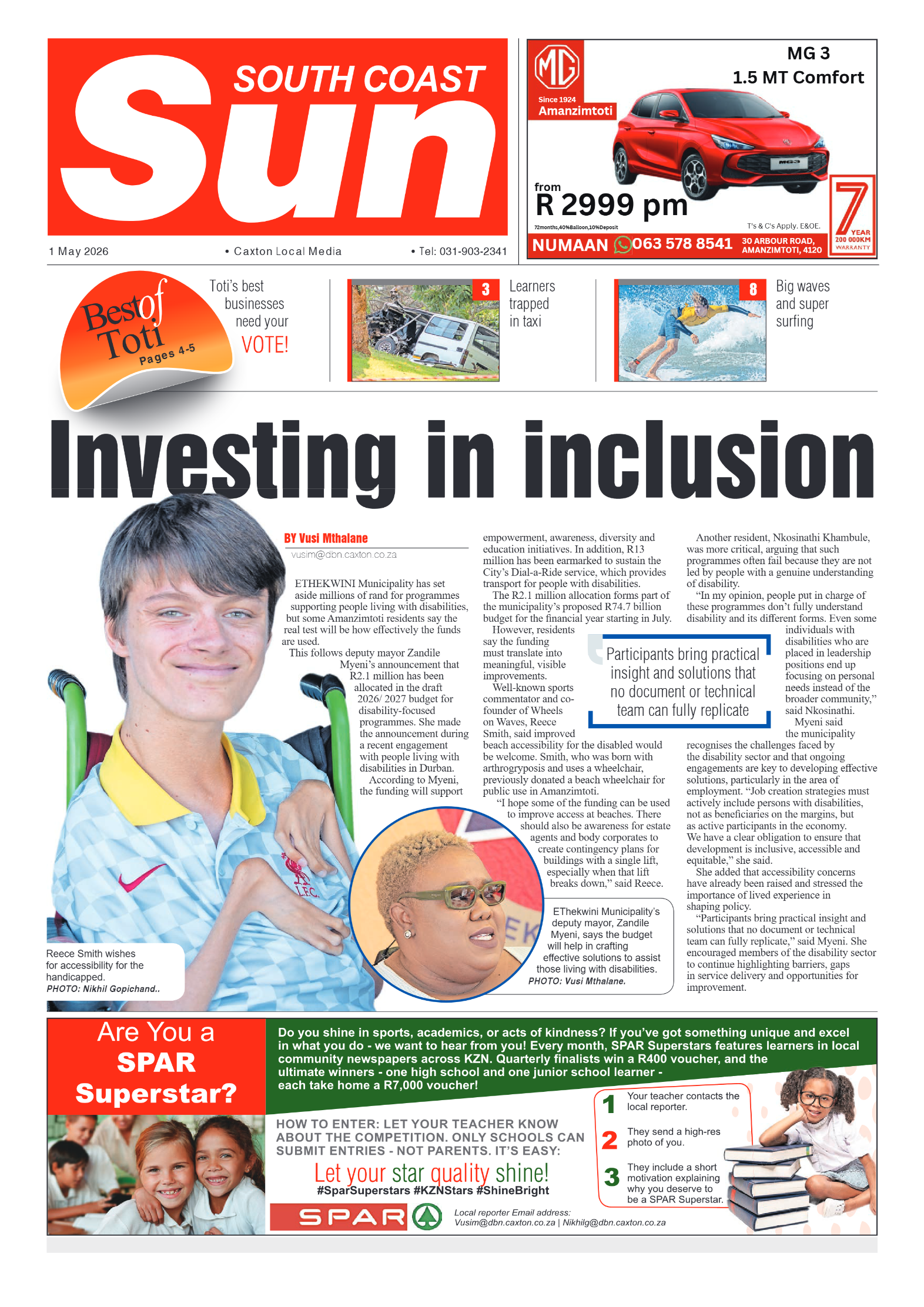 South Coast Sun 01 May 2026 page 1