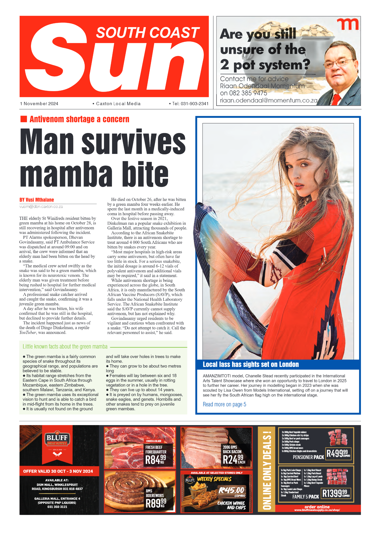 South Coast Sun 01 November 2024 page 1