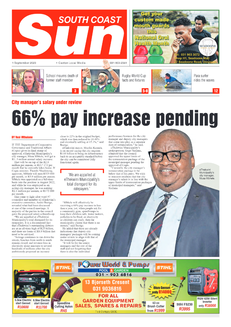 South Coast Sun 01 September 2023 page 1