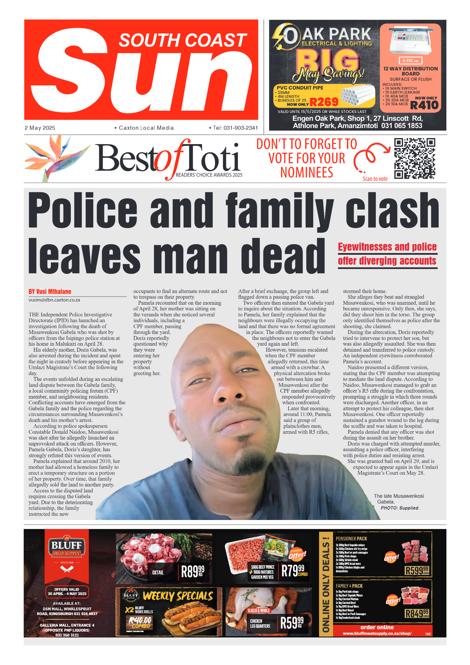 South Coast Sun 02 May 2025 page 1