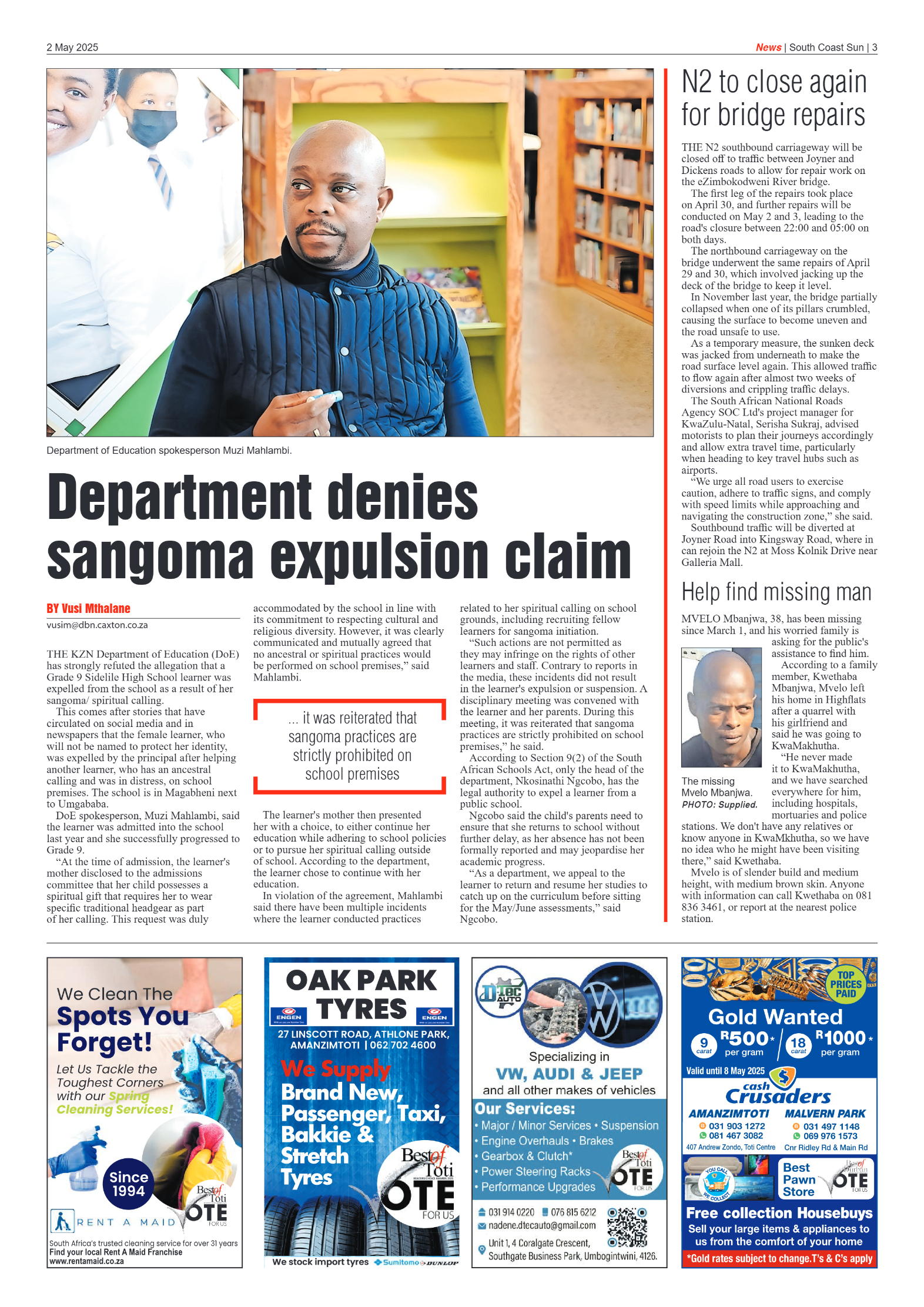 South Coast Sun 02 May 2025 page 3