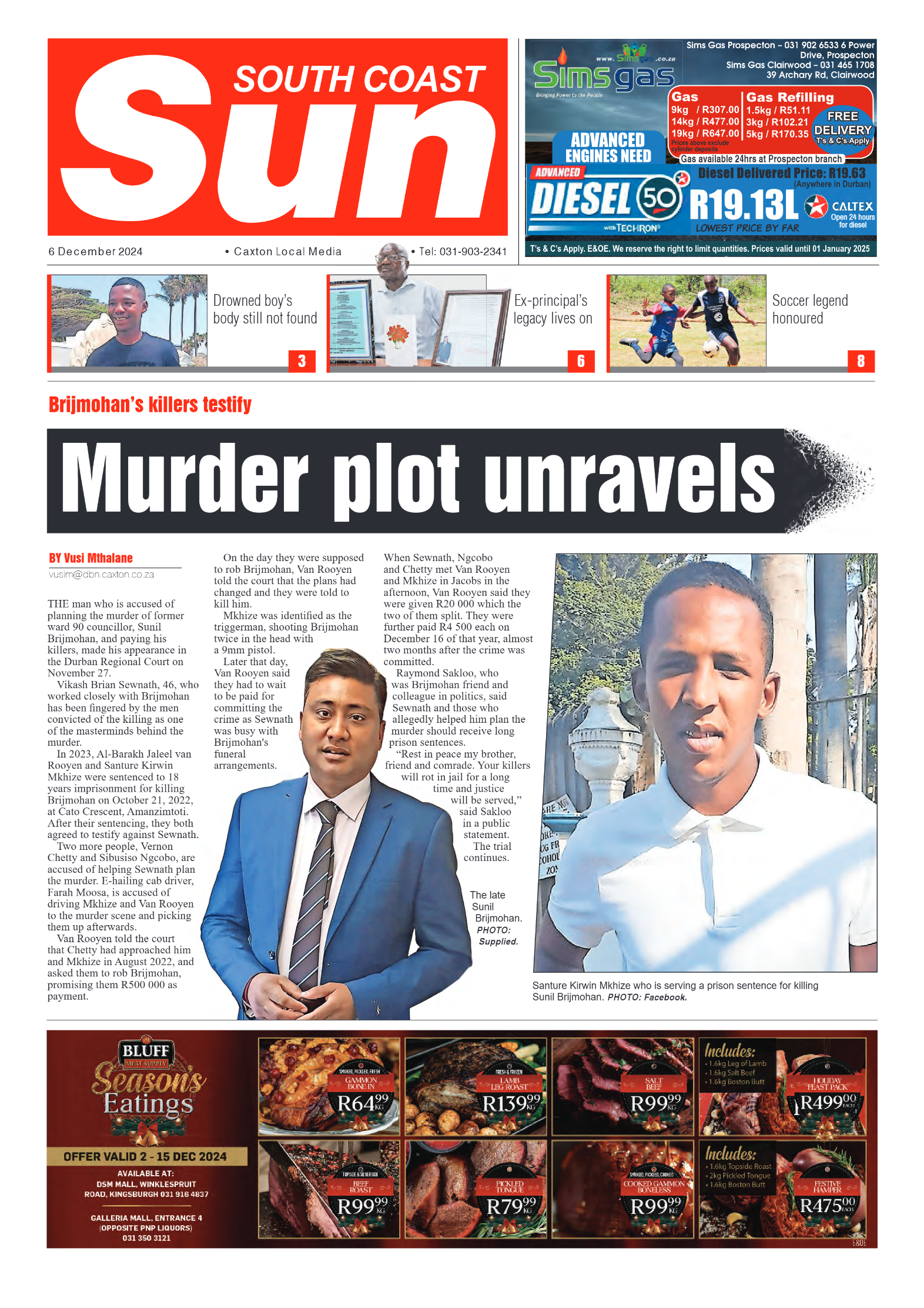 South Coast Sun 06 December 2024 page 1