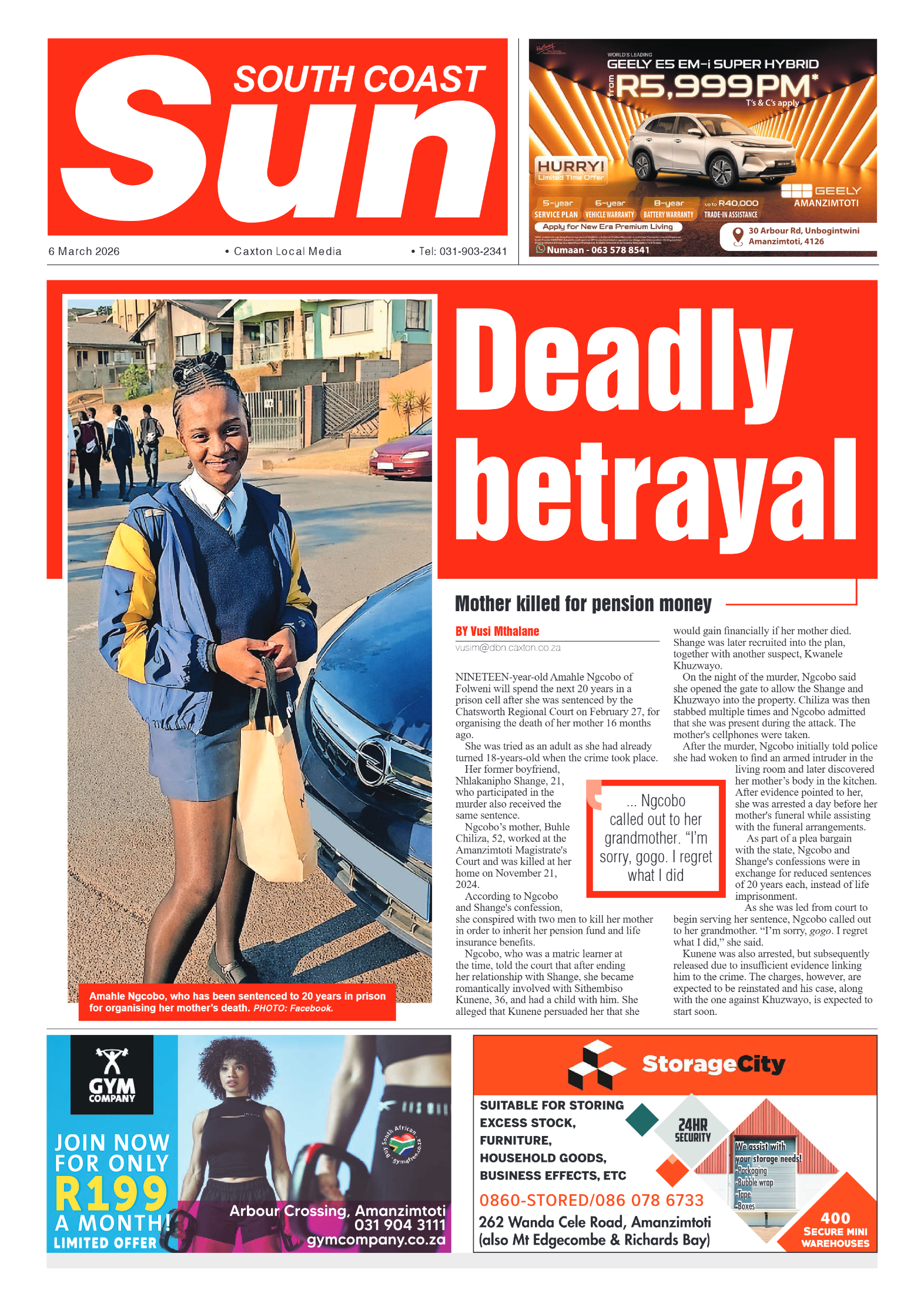 South Coast Sun 06 March 2026 page 1