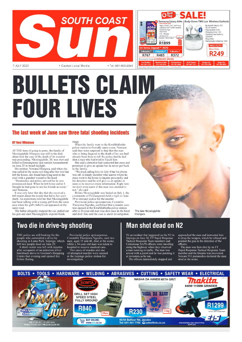 South Coast Sun 7 July 2023 page 1