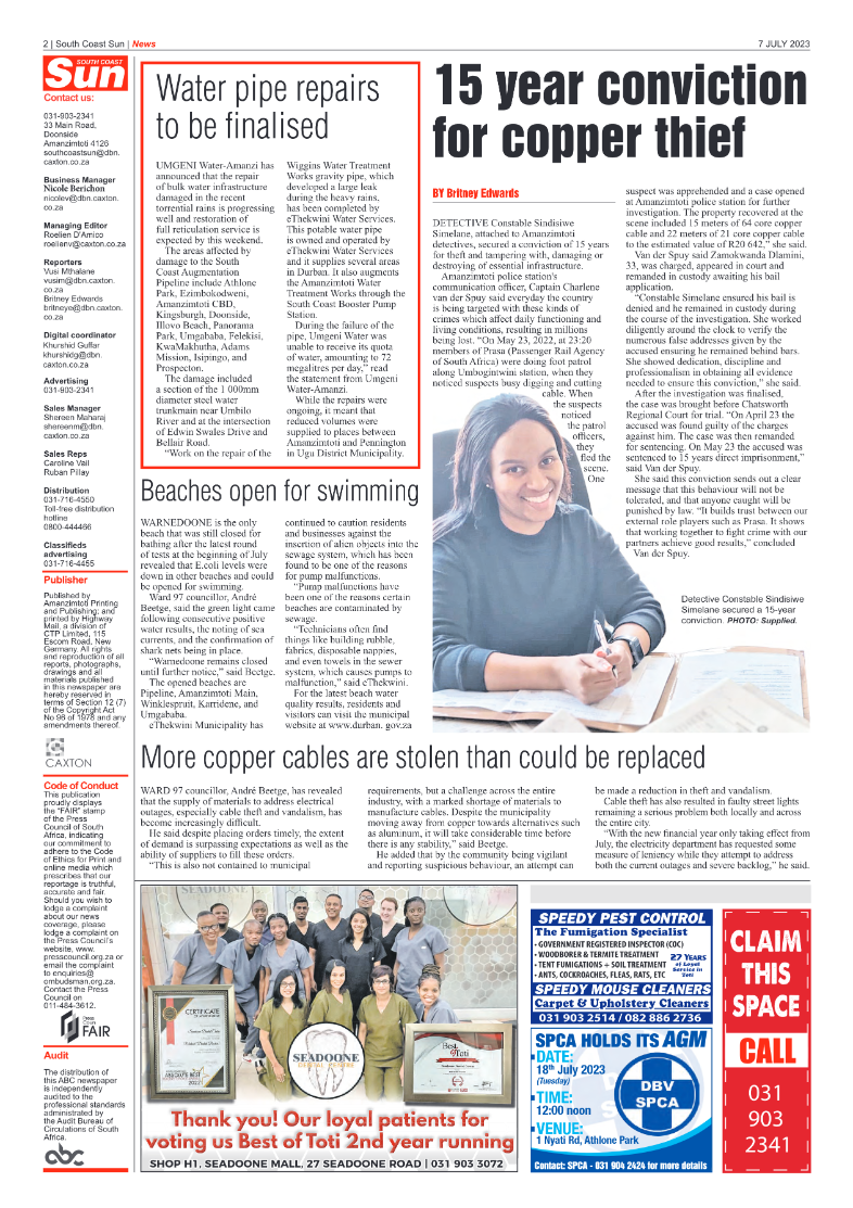 South Coast Sun 7 July 2023 page 2