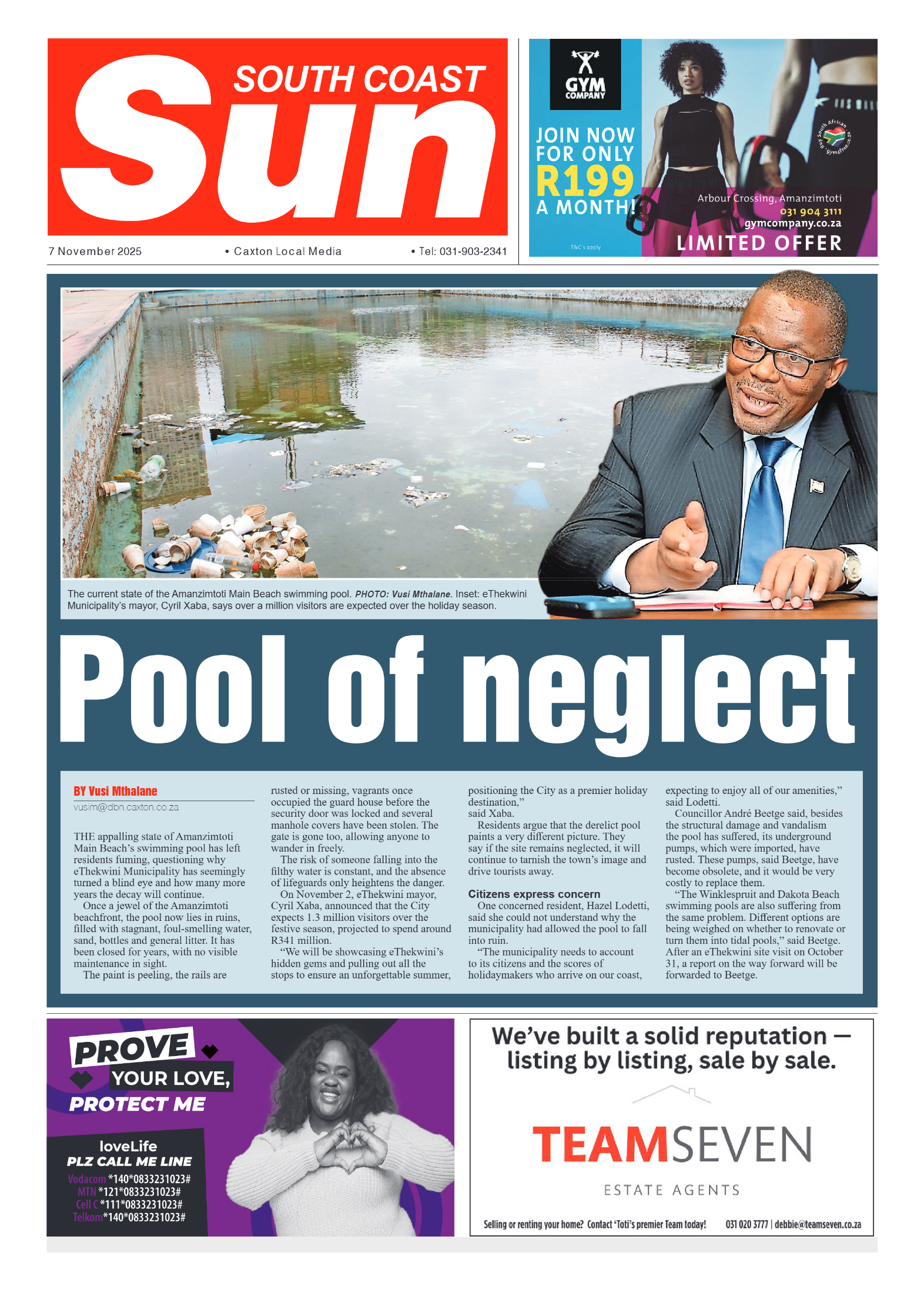 South Coast Sun 07 November 2025 page 1