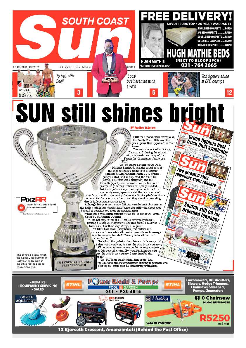 South Coast Sun 10 December 2021 page 1
