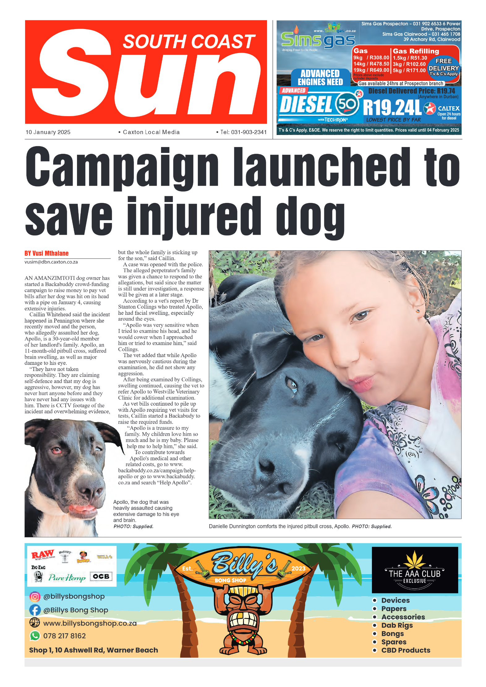 South Coast Sun 10 January 2025 page 1