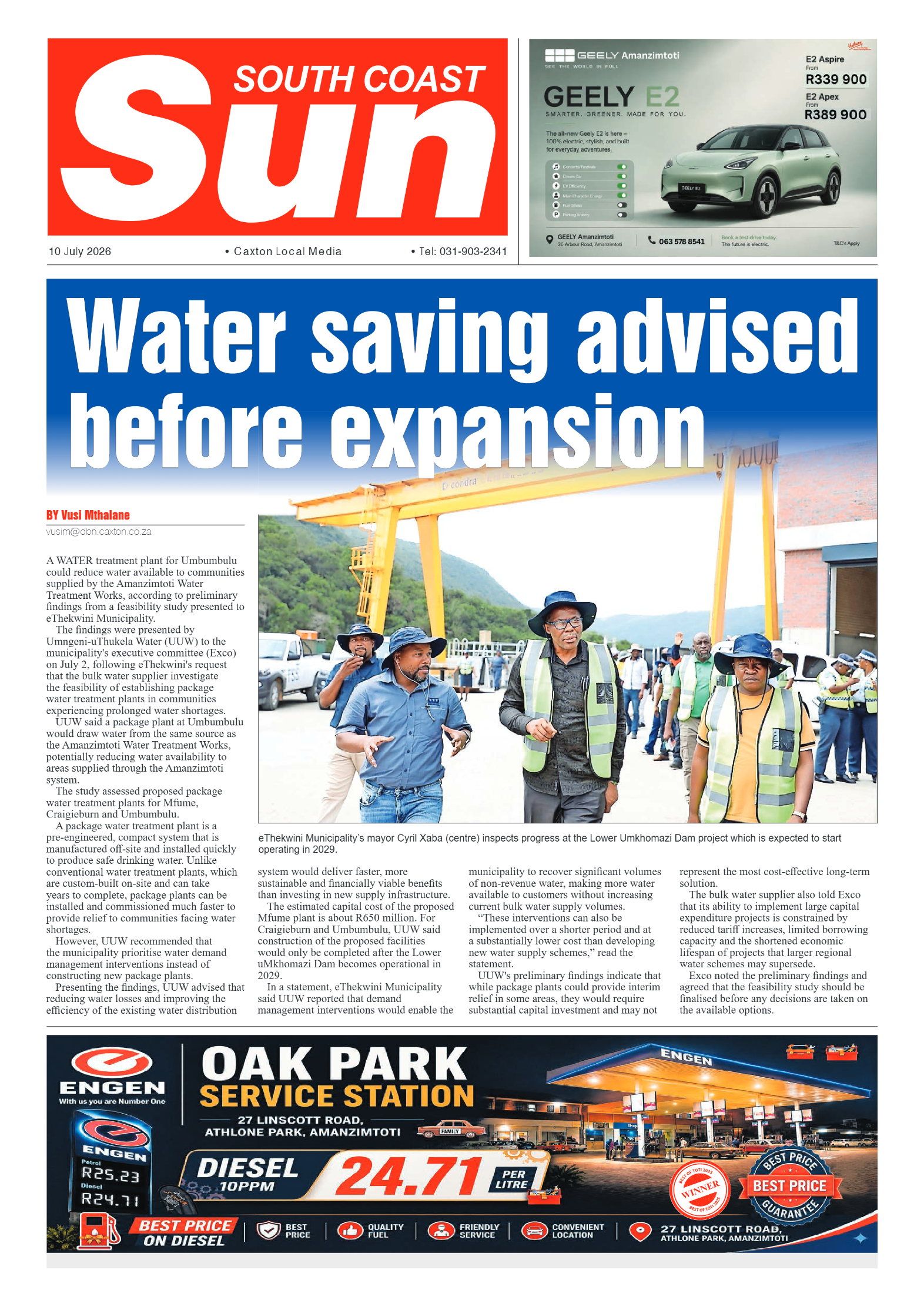 South Coast Sun 10 July 2026 page 1